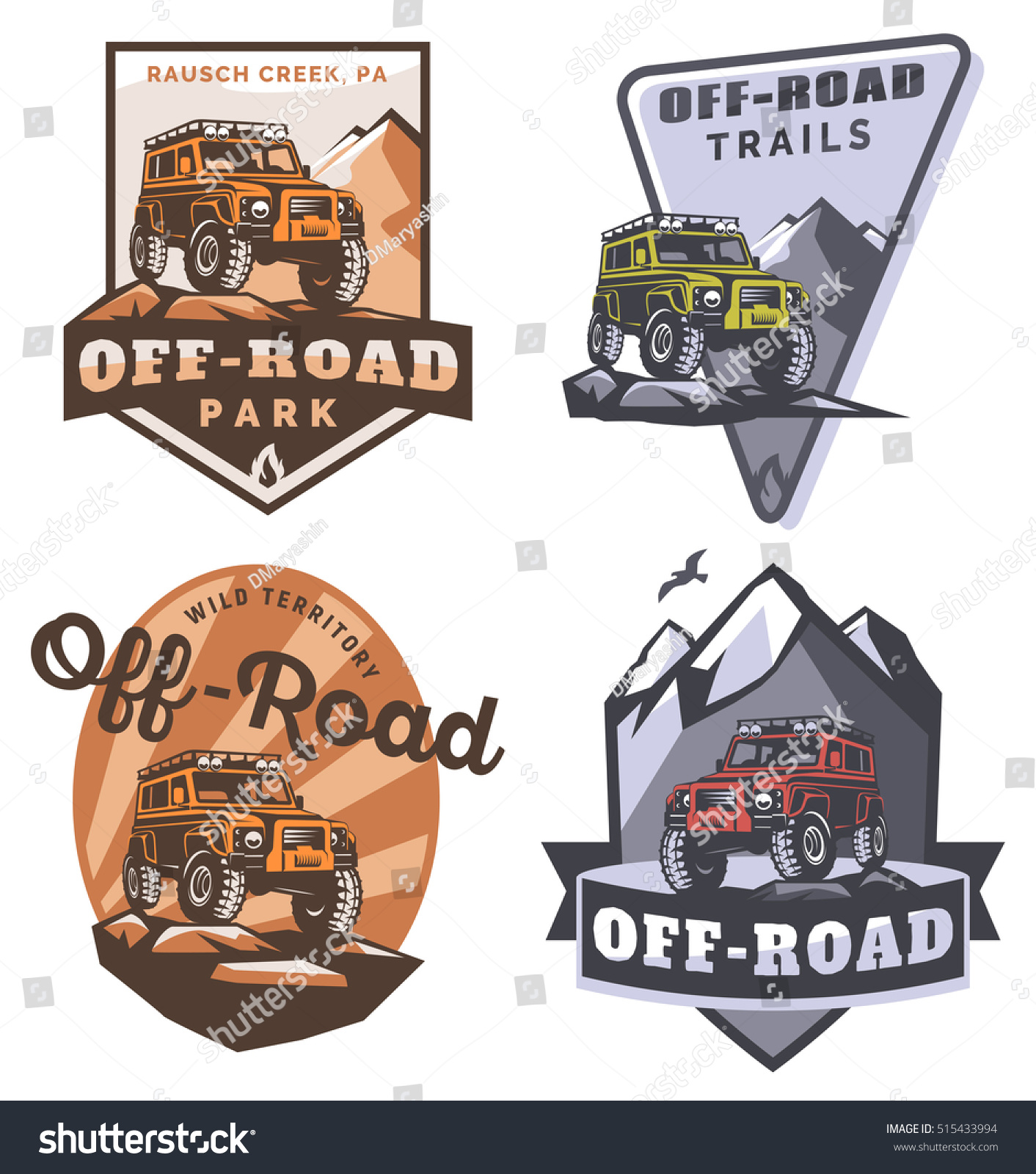 Set Offroad Suv Car Monochrome Logo Stock Vector (Royalty Free ...