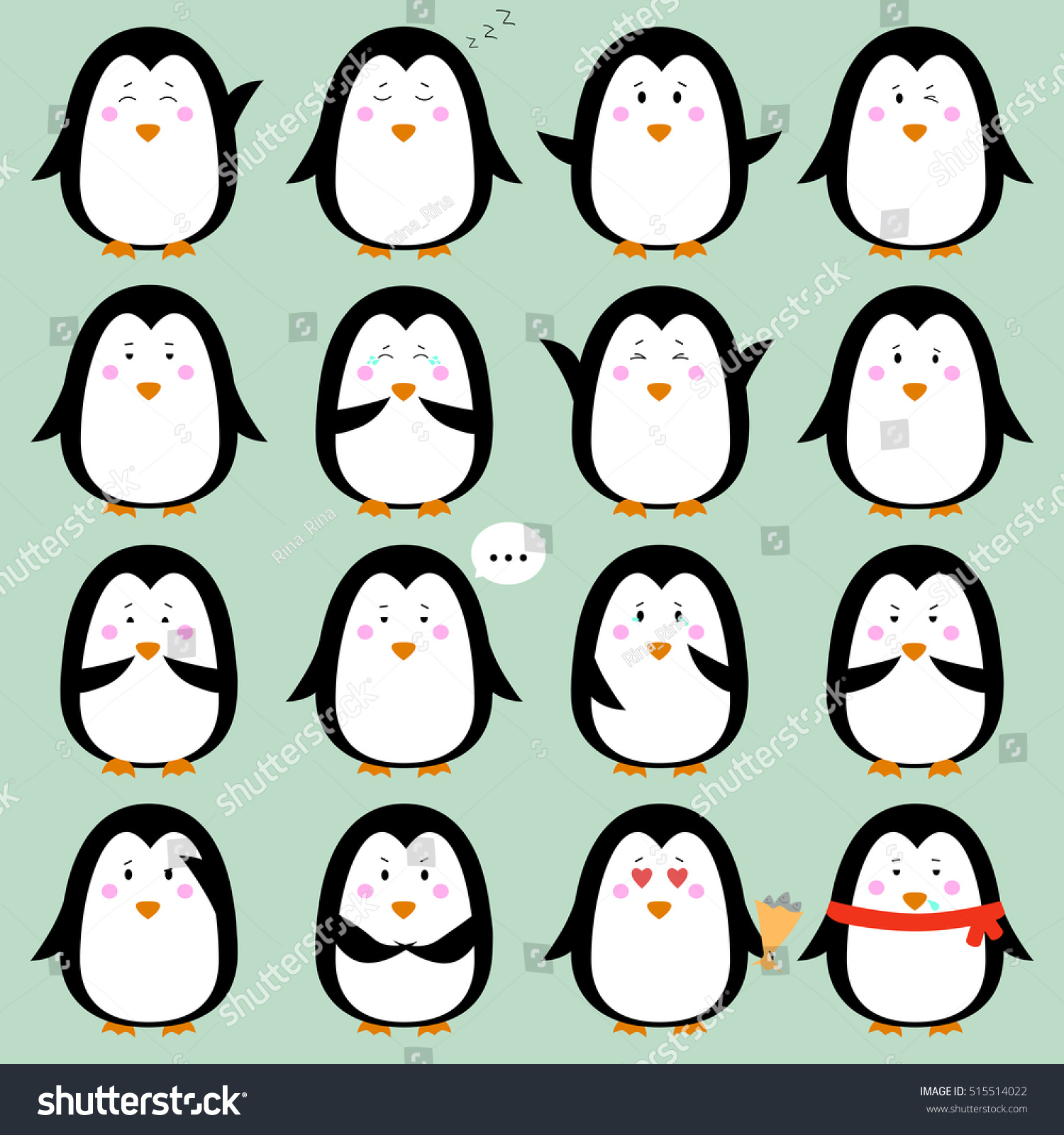 Flat Arctic Animals Emoji Set Vector Stock Vector (Royalty Free ...