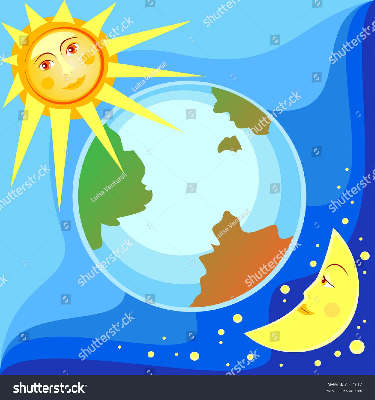 Alternation Day Night Around Planet Vector Stock Vector (Royalty Free ...