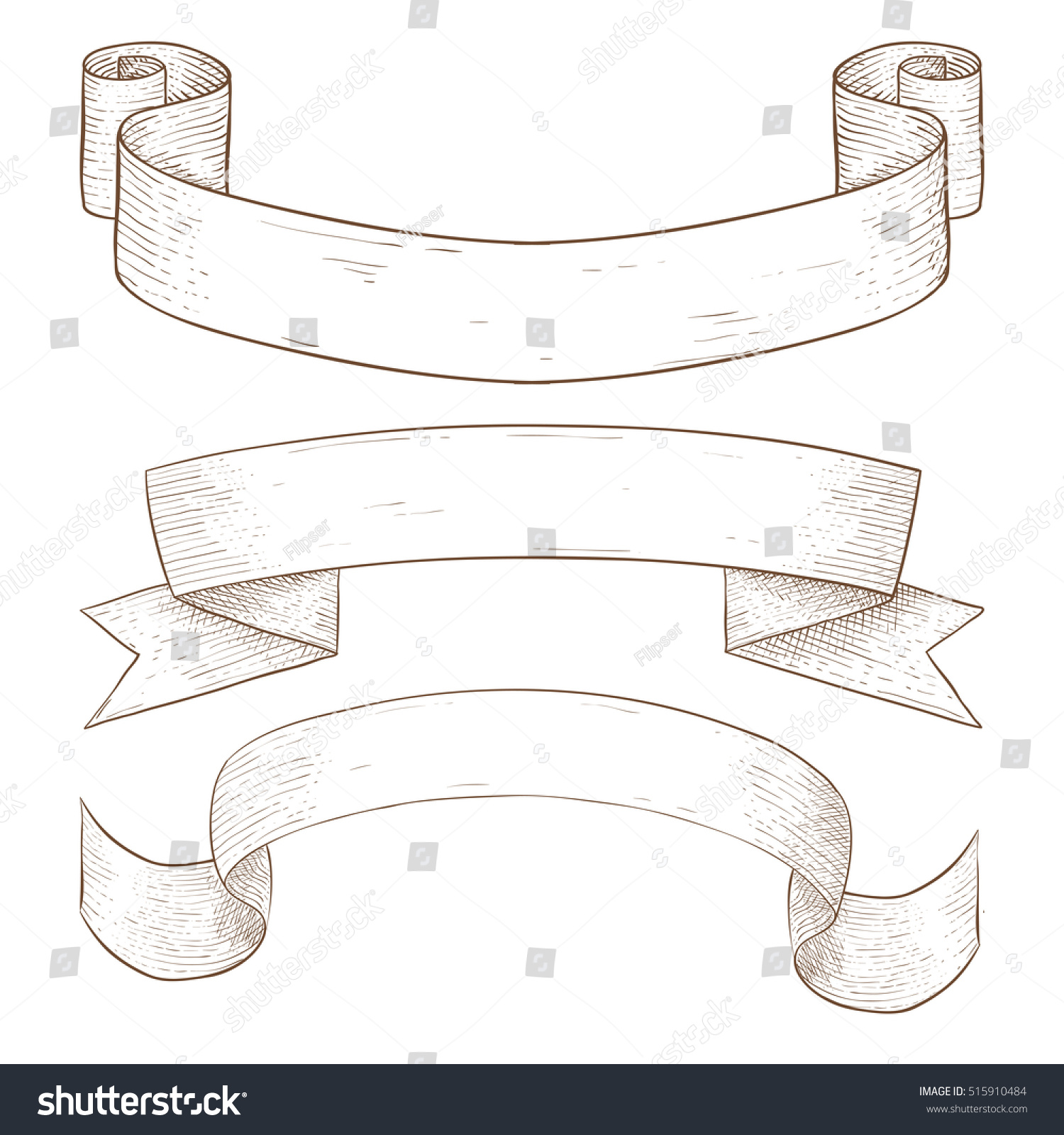 Ribbon Banner Hand Drawn Sketch Illustration Stock Illustration