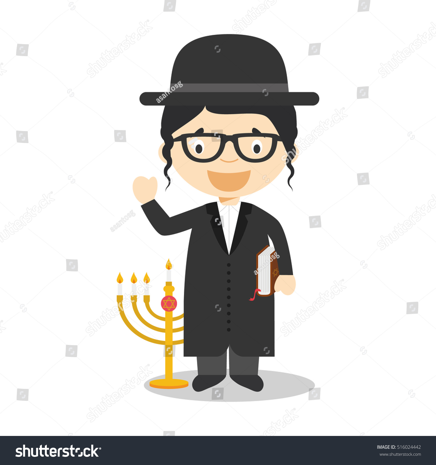 Jewish Rabbi Cartoon Character Israel Dressed Stock Vector (Royalty ...