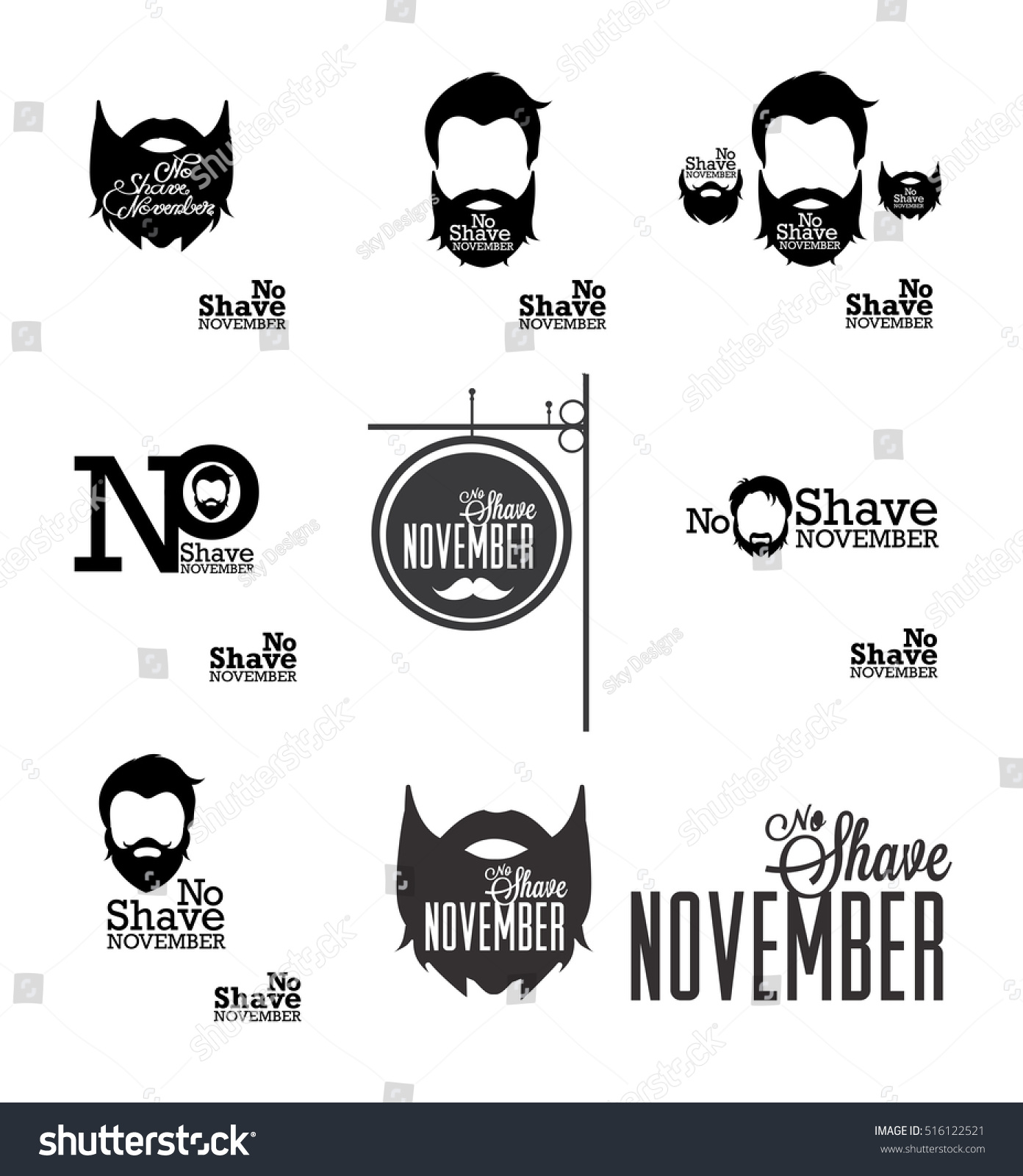 No Shave Novemberhair Beardmustache Faces 1 Stock Vector (Royalty Free hair color side effects on hair