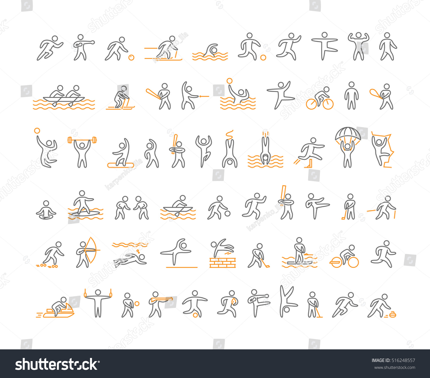 Vector Line Sports Icons Black Linear Stock Vector (Royalty Free ...