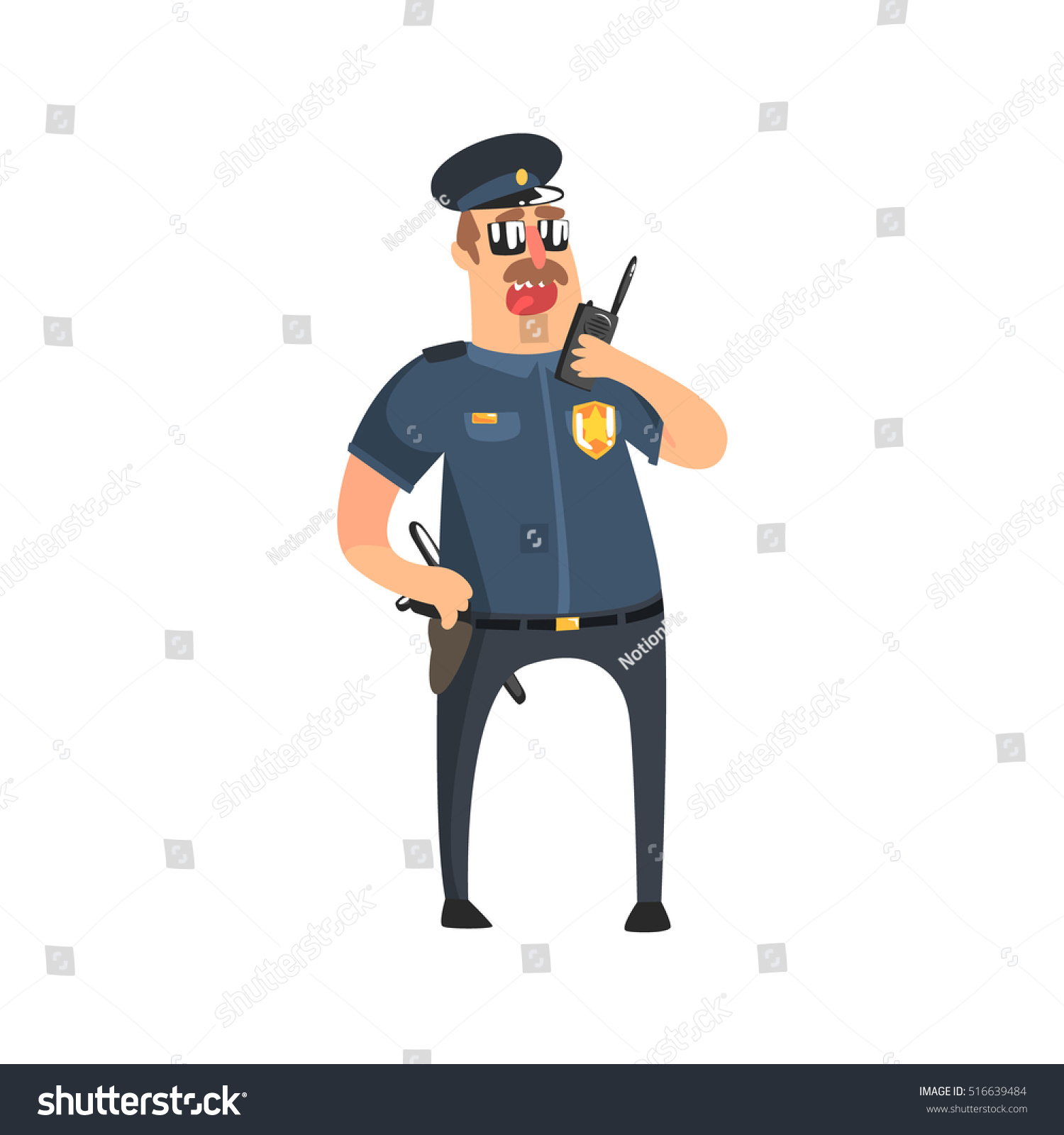 Policeman American Cop Uniform Truncheon Radio Stock Vector (Royalty ...