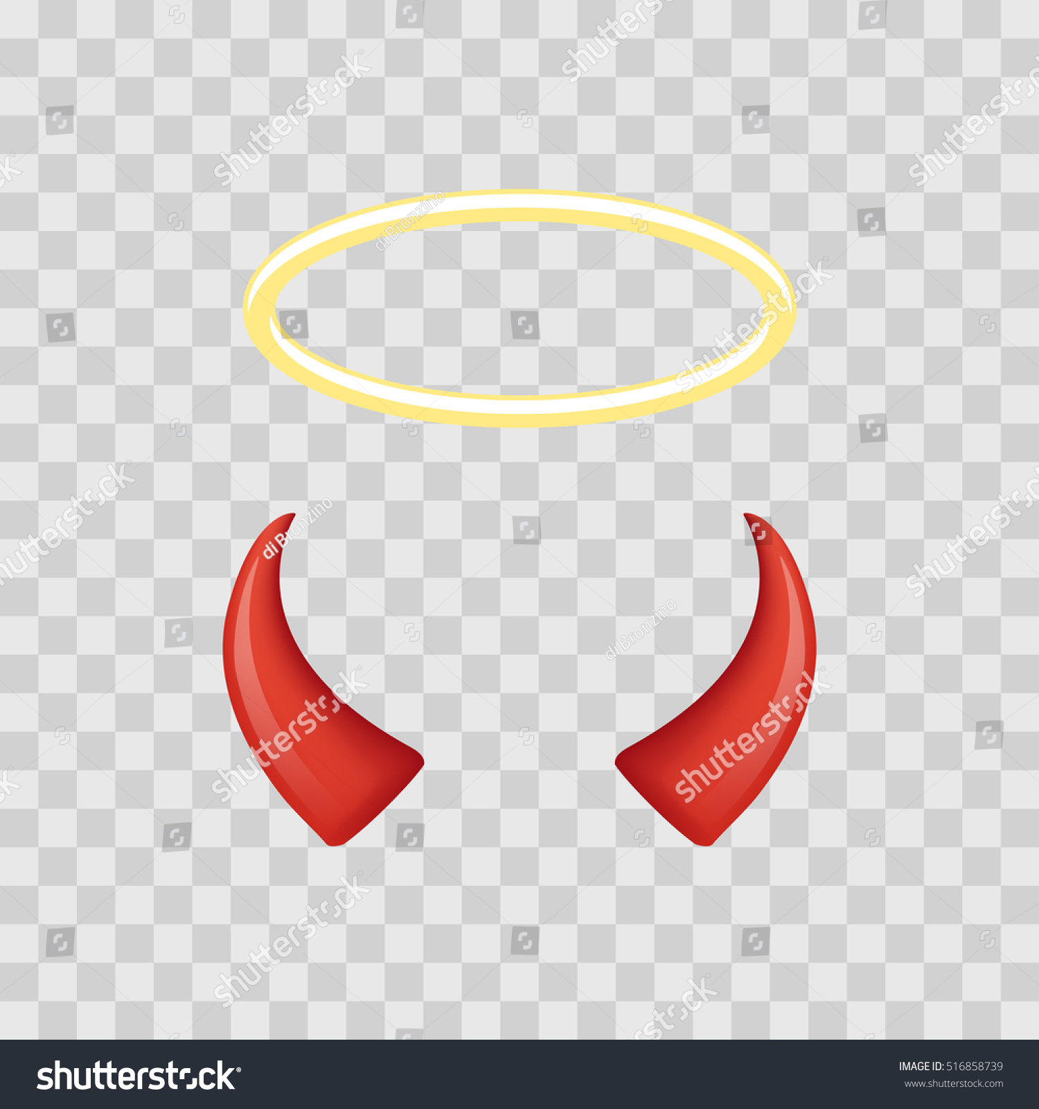 Angel Halo Devil Horns Isolated On Stock Vector (Royalty Free ...