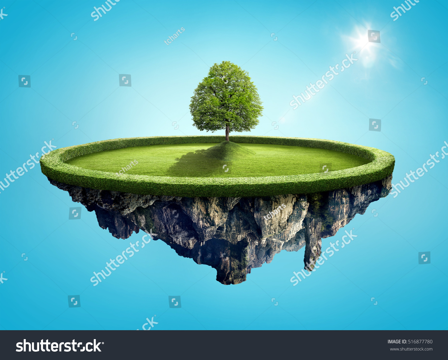 Amazing Island Tree Floating Air Under Stock Photo 516877780 | Shutterstock