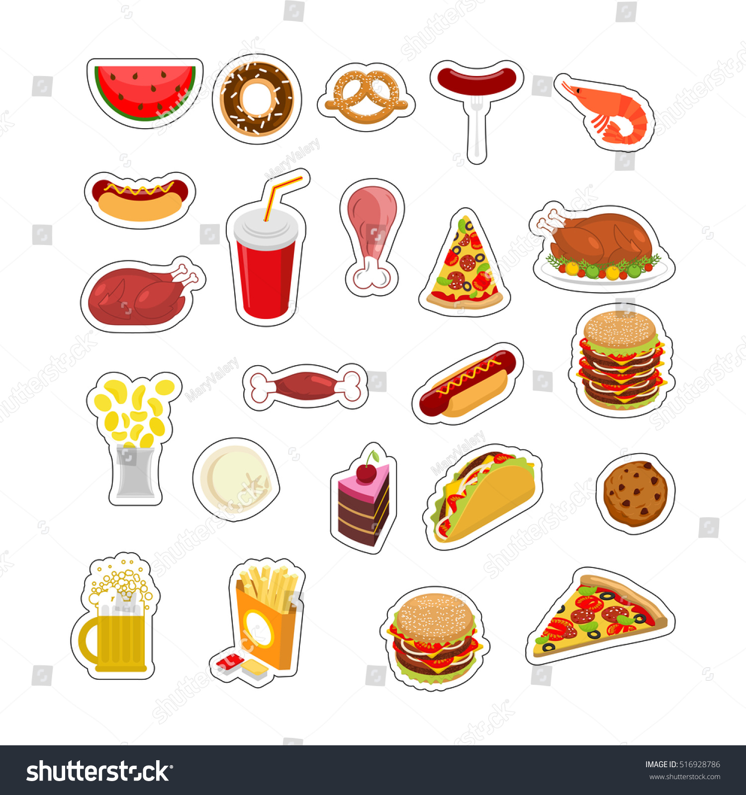 Food Sticker Set Signs Meat Feed Stock Vector (Royalty Free) 516928786 ...