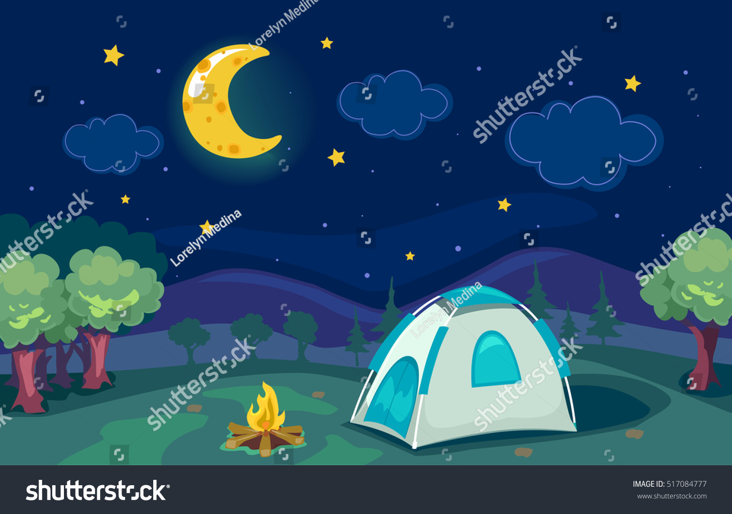 Cartoonish Illustration Mountain Camp Tent Good Stock Vector (royalty 