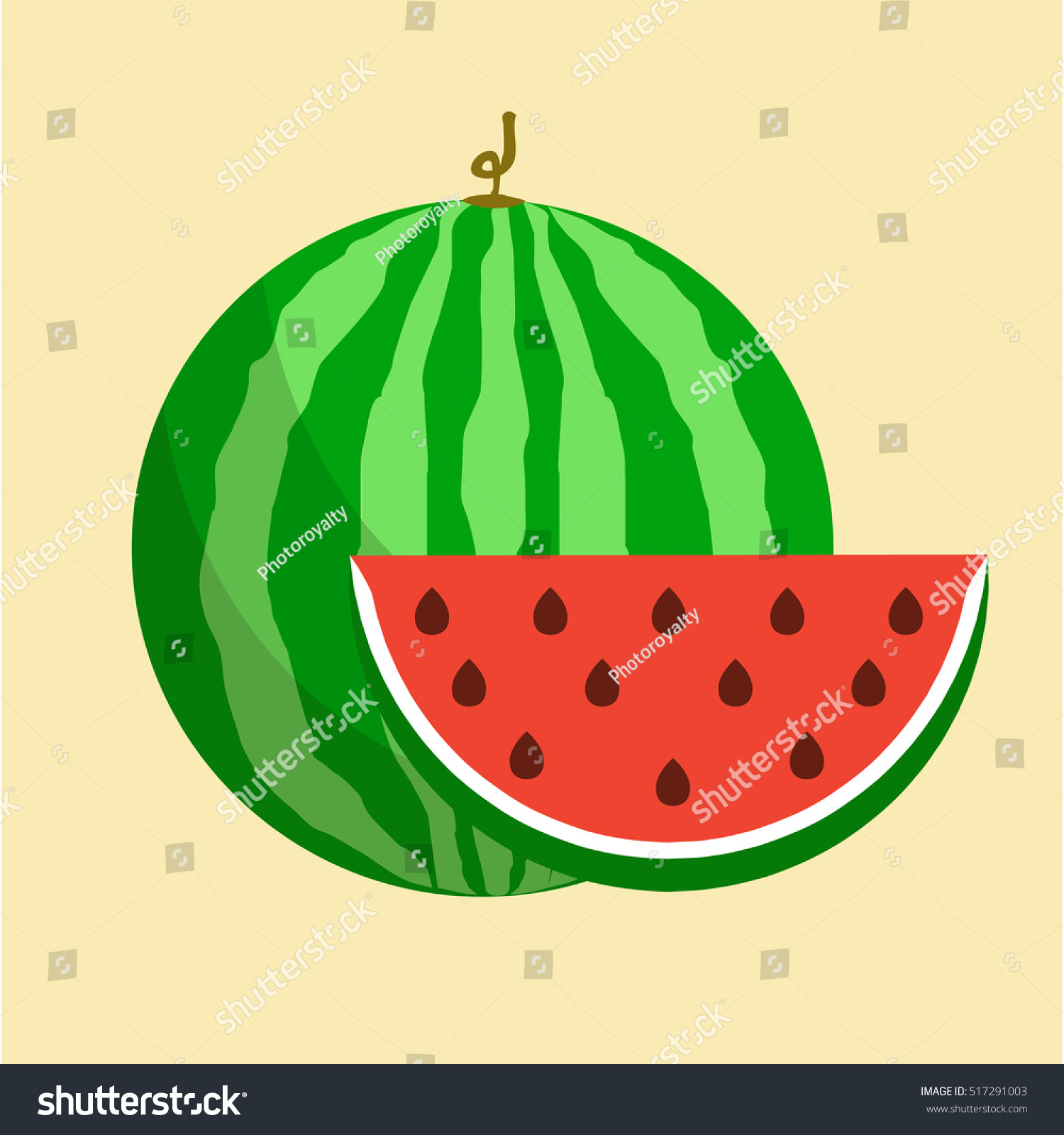 Flat Icon Watermelon Slice Watermelon Vector Stock Vector (Royalty Free ...