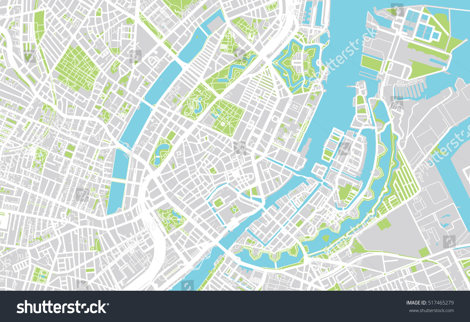 Urban City Map Copenhagen Stock Vector (Royalty Free) 517465279 ...