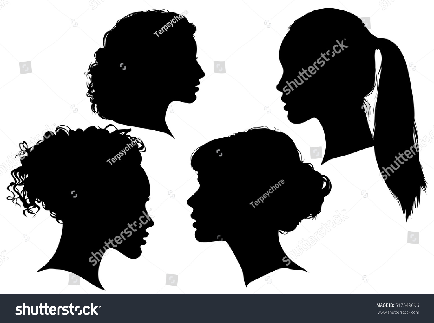 Portrait Beautiful Girl Hairstyle Woman Profile Stock Vector Royalty Free 517549696 Shutterstock 8105