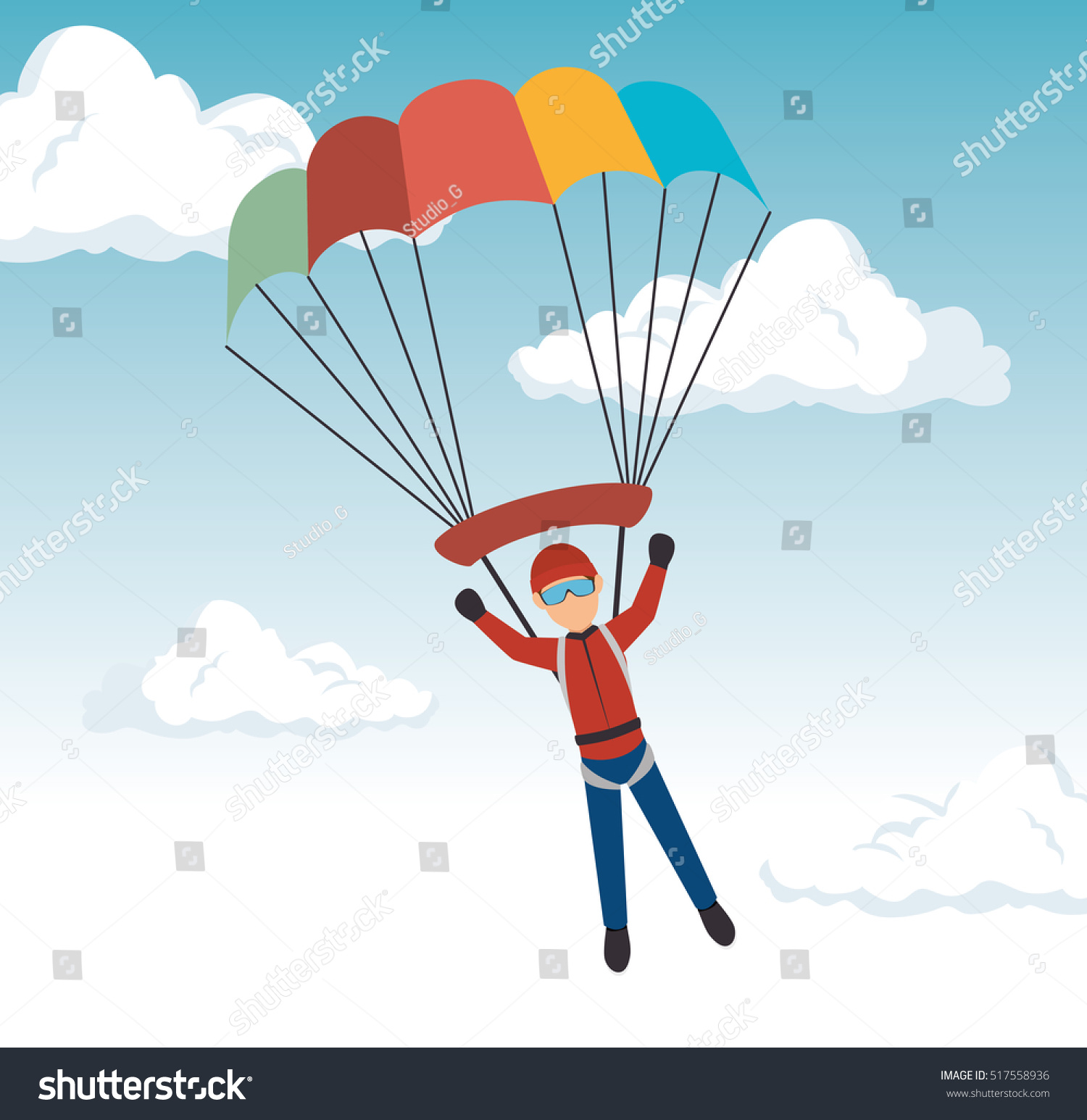 Man Parachute Extreme Sport Design Stock Vector (Royalty Free ...