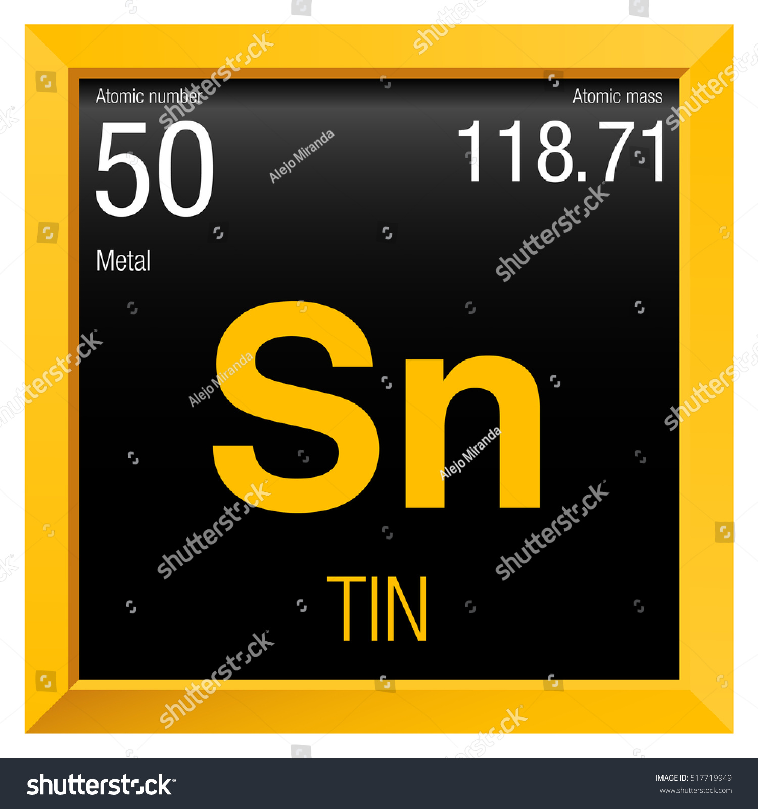 Tin Symbol Element Number 50 Periodic Stock Vector (Royalty Free