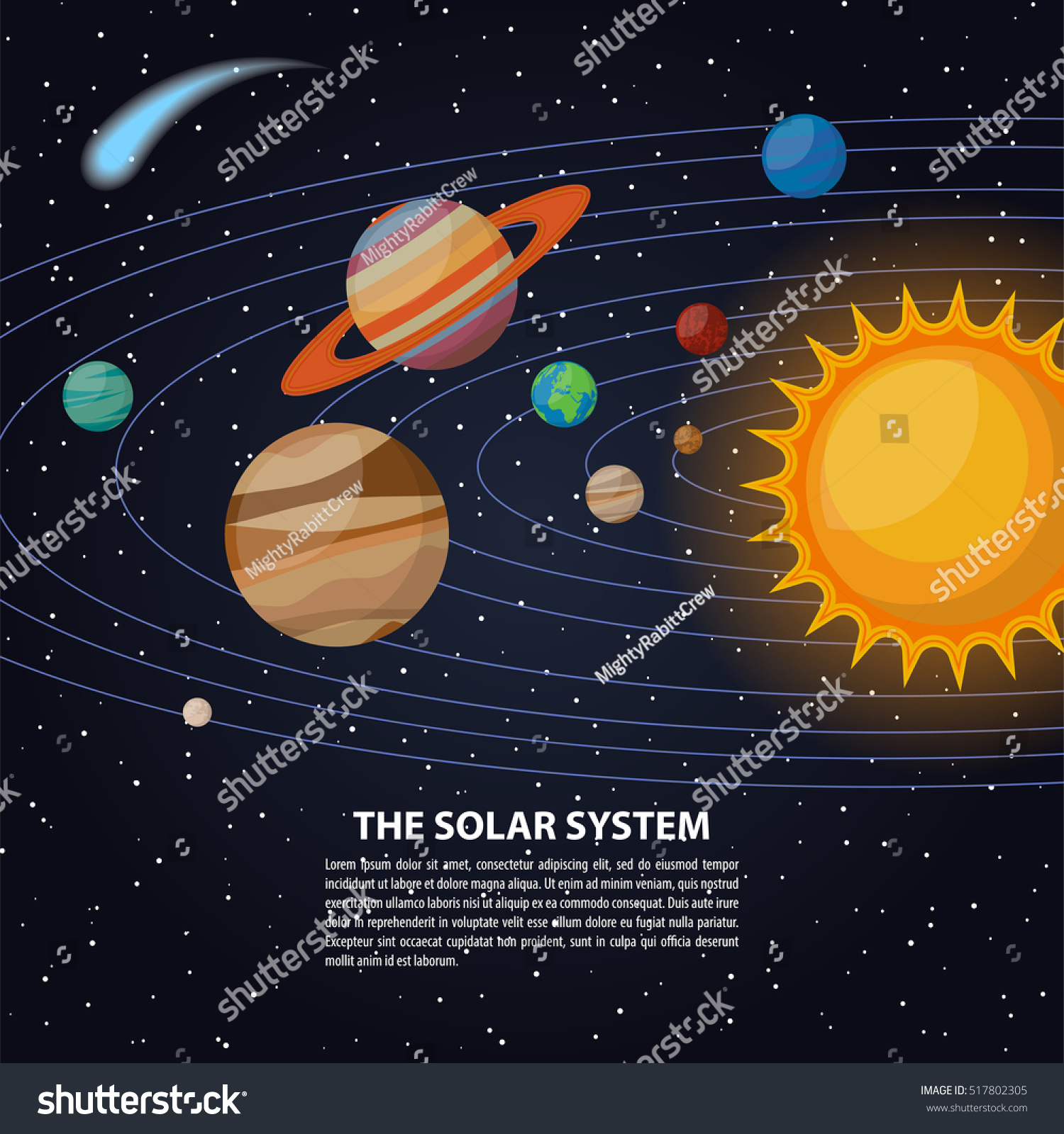 Solar System Sun Planets On Their Stock Vector (Royalty Free) 517802305 ...