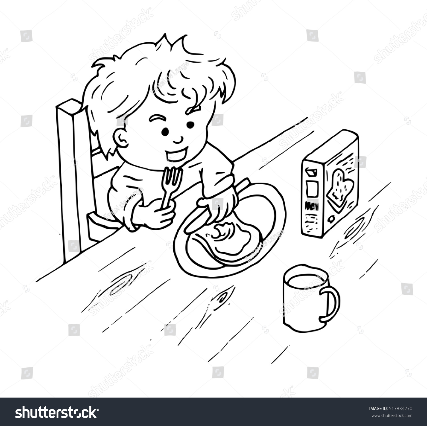 Coloring Child Making Sandwich Stock Illustration 517834270 | Shutterstock