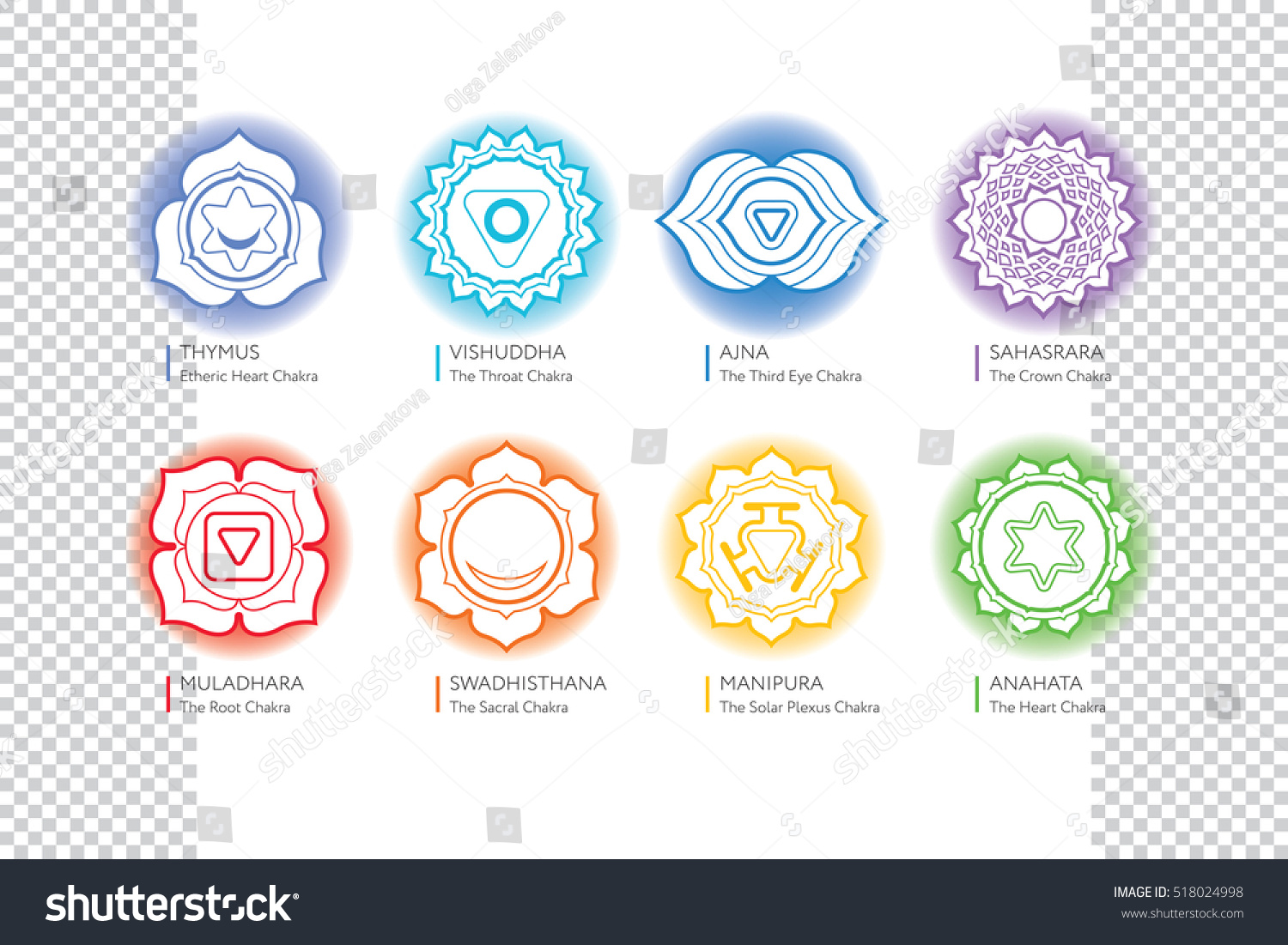 Chakras Set Ayurveda Spirituality Yoga Symbols Stock Vector (Royalty ...