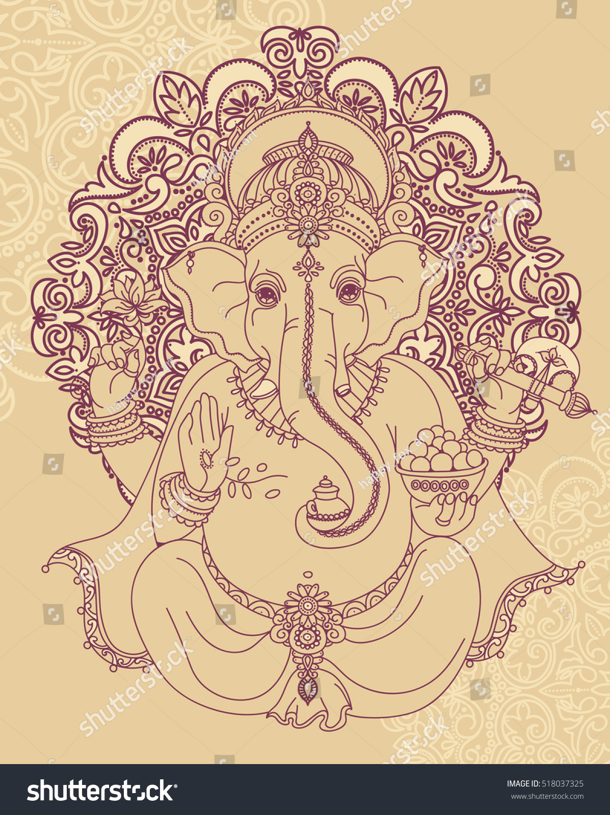 Sitting Lord Ganesha Can Be Used Stock Vector (Royalty Free) 518037325 ...