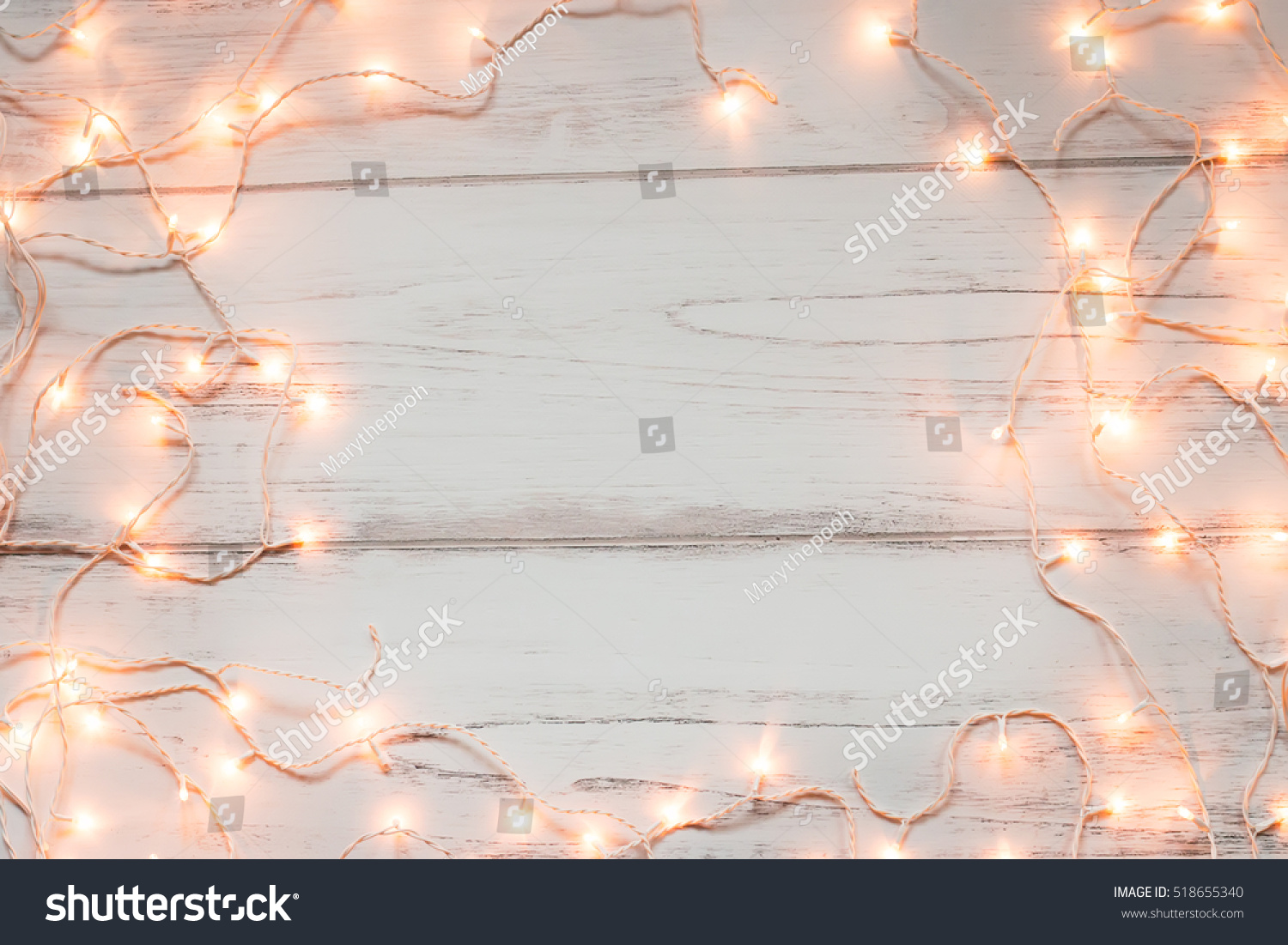 Christmas Lights Wooden Background Stock Photo Shutterstock