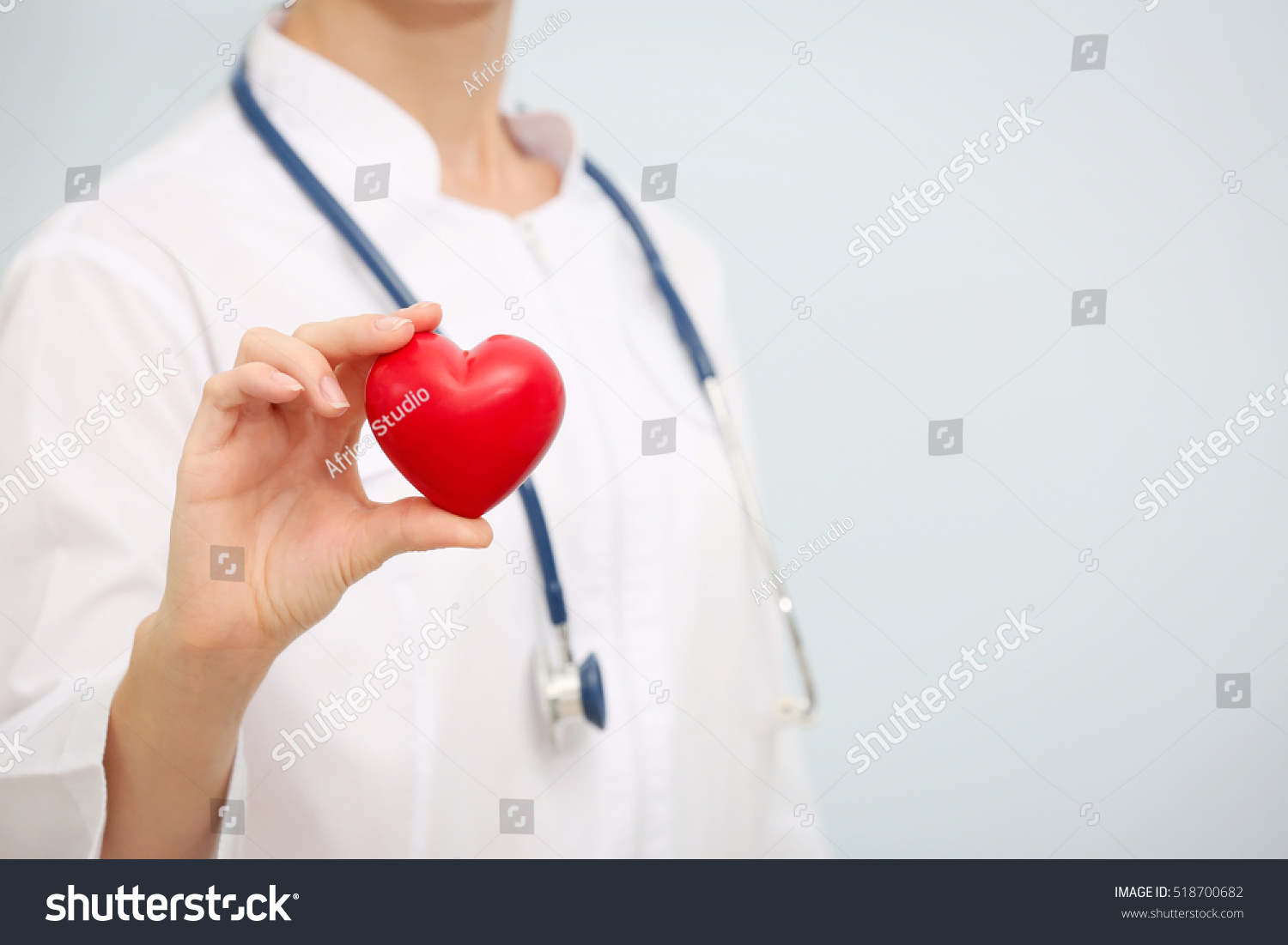 Female Doctor Stethoscope Holding Heart On Stock Photo 518700682 