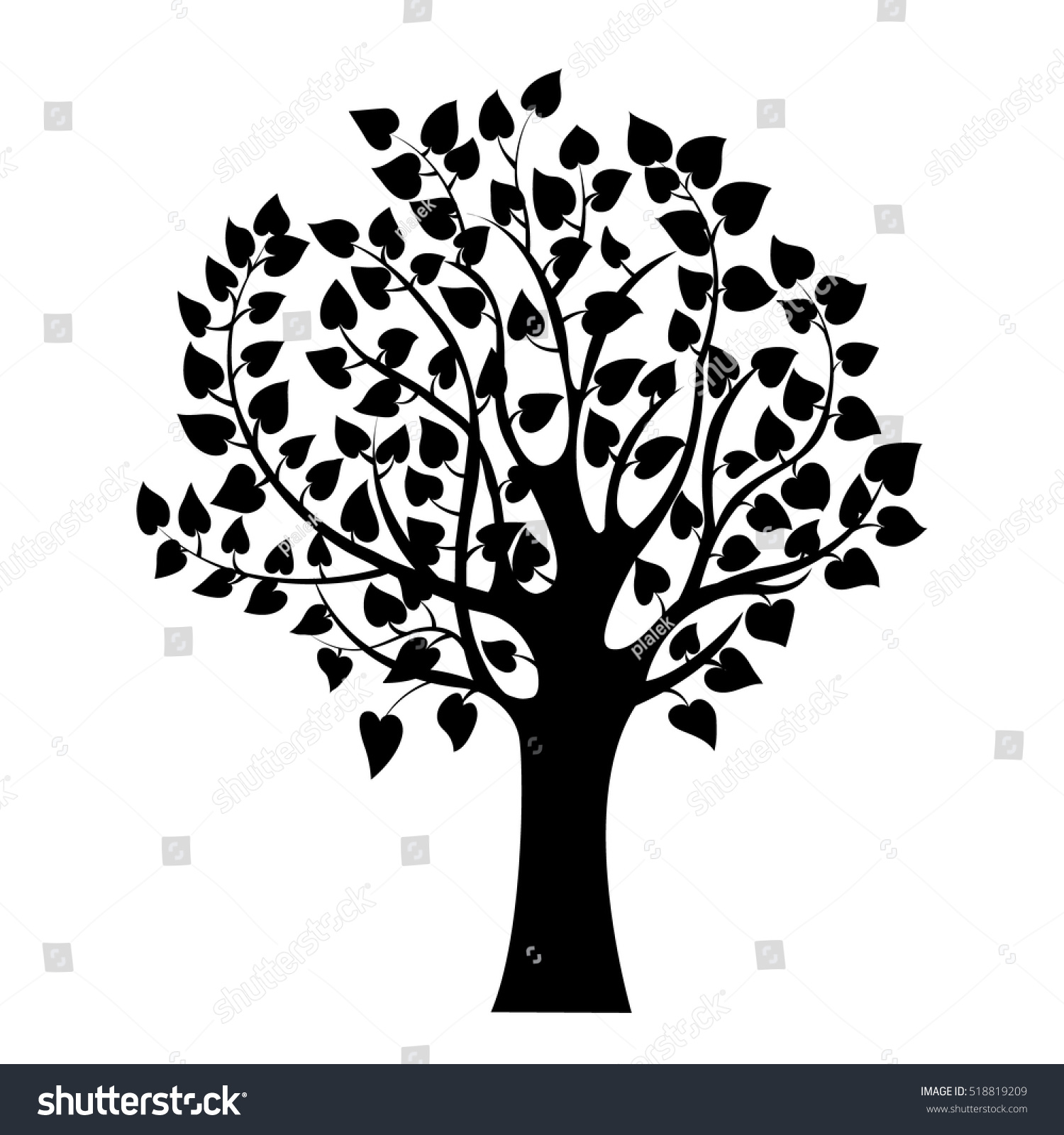 Abstract Black Tree Isolated Nature Symbol Stock Vector (Royalty Free ...