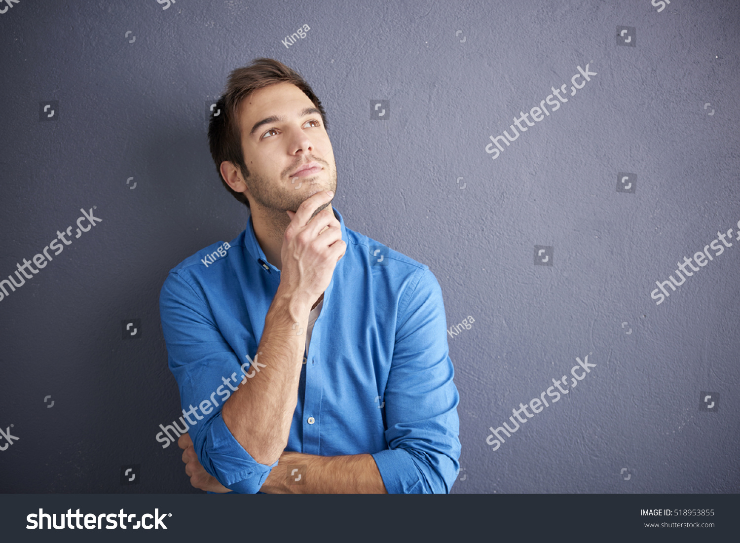 Cropped Shot Thoughtful Young Man Standing Stock Photo 518953855 ...