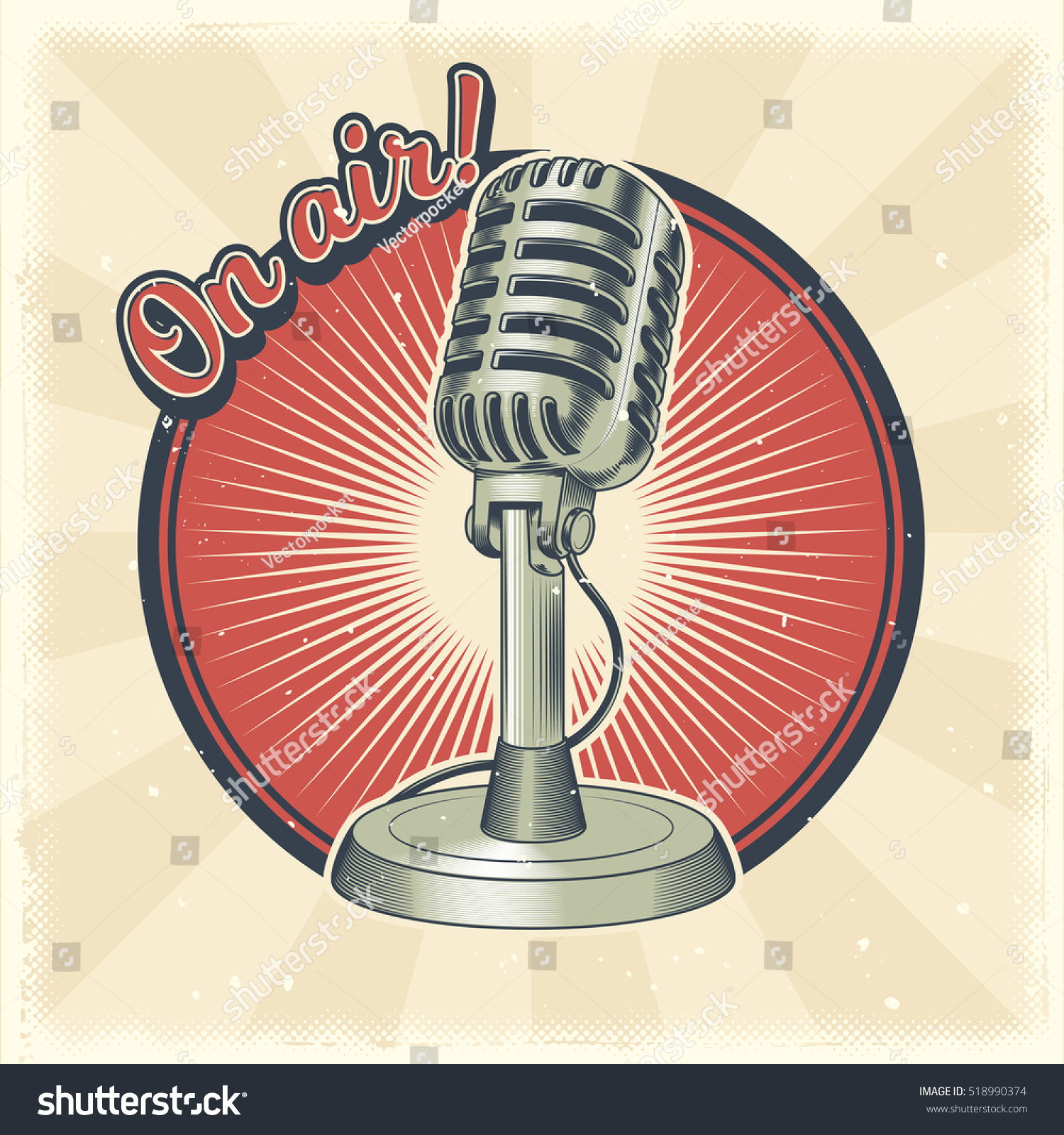 Old Microphone Made Grunge Style Stock Vector (Royalty Free) 518990374 ...