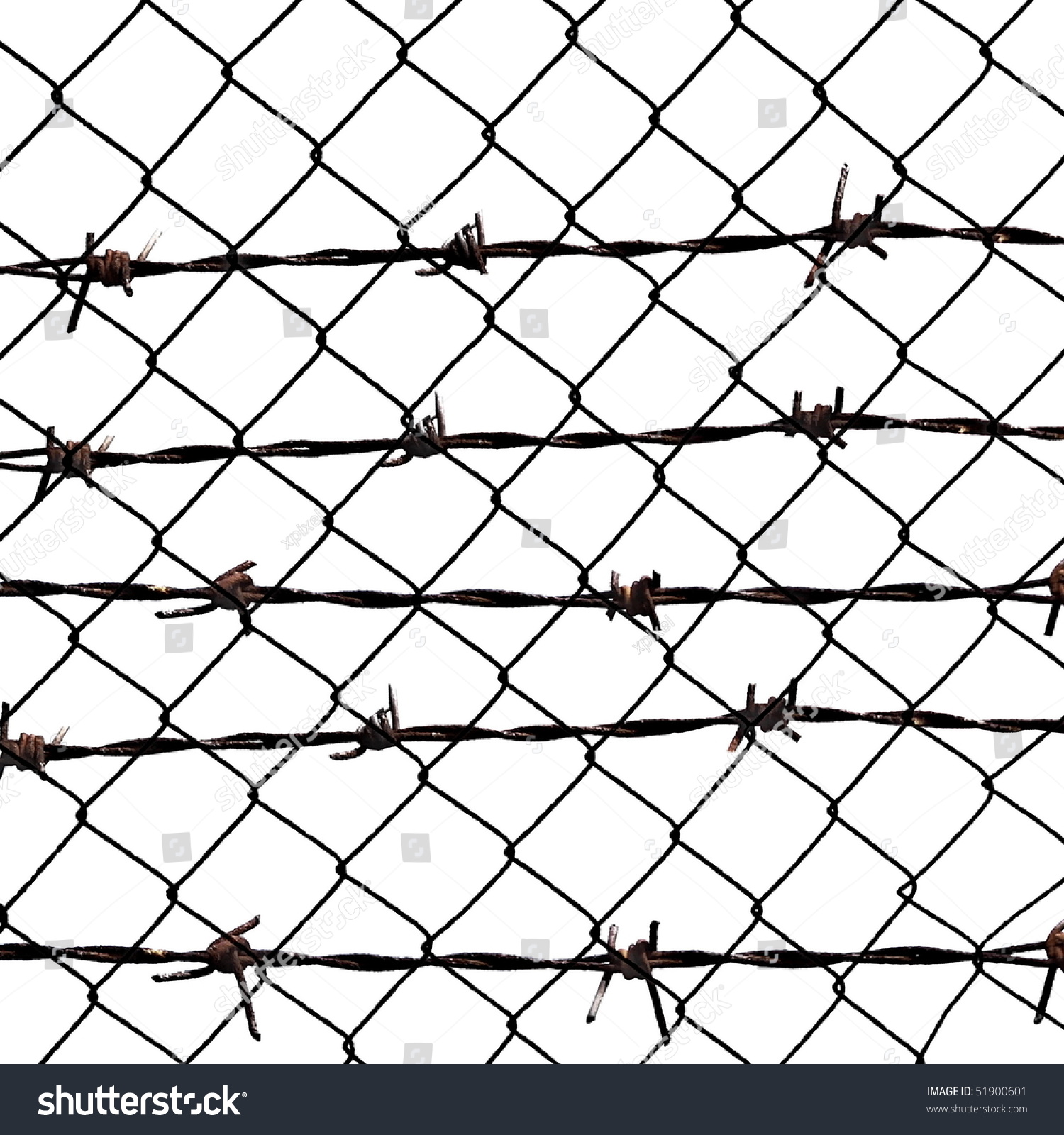 Metal Barbed Wire Fence Protection Isolated: стоковая иллюстрация, 51900601...