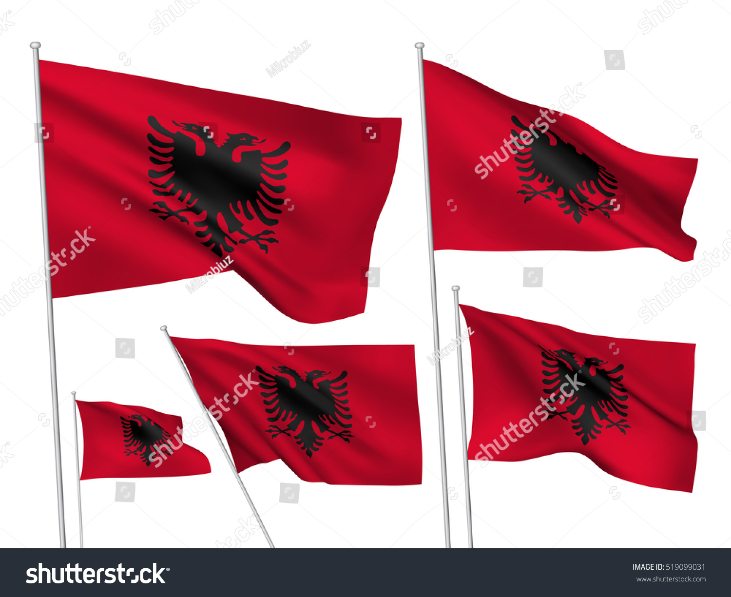 Albania Vector Flags Set 5 Wavy Stock Vector (Royalty Free) 519099031 ...