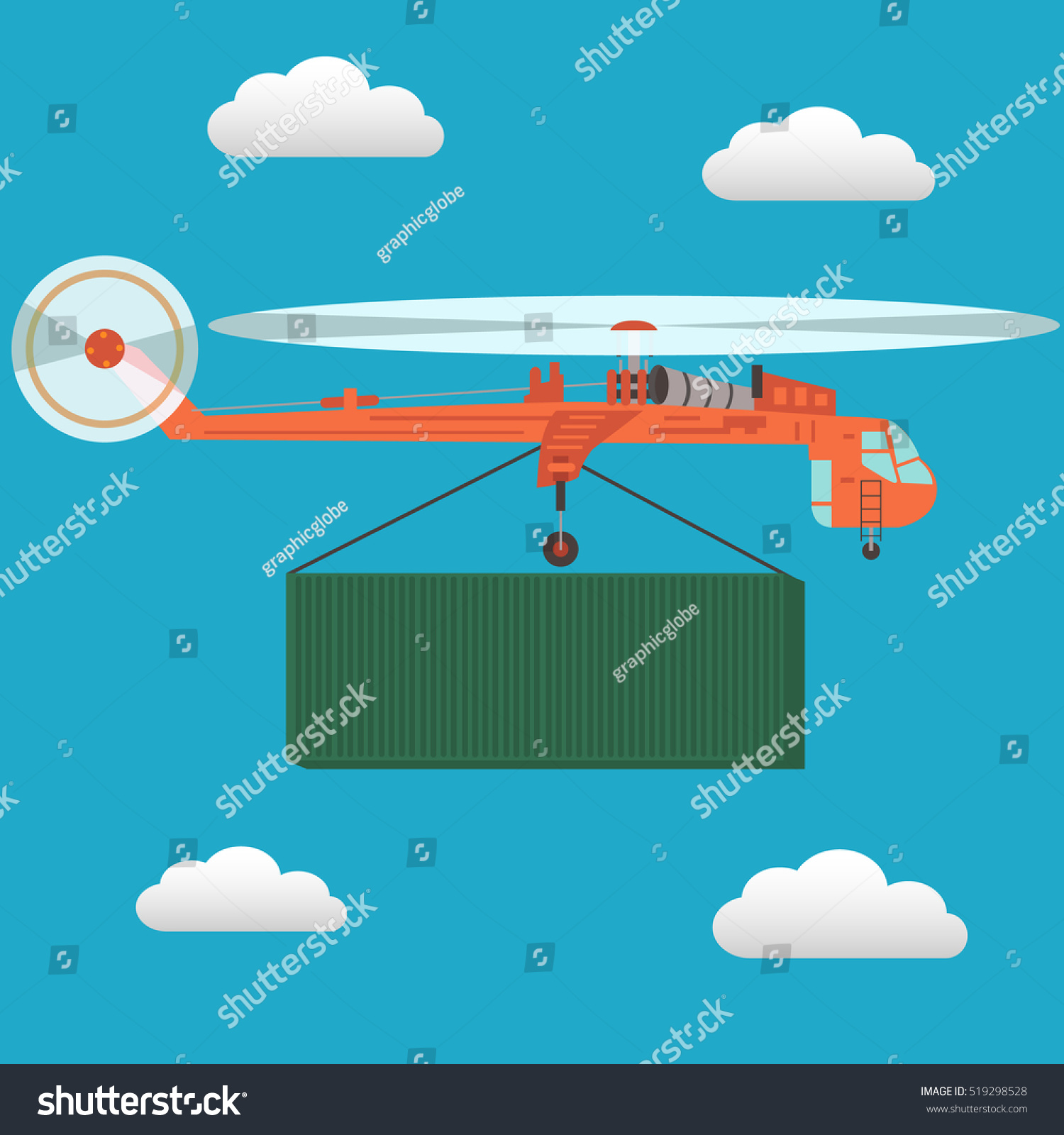 Large Transport Helicopter Ch54 Carrying Cargo Stock Vector (Royalty ...