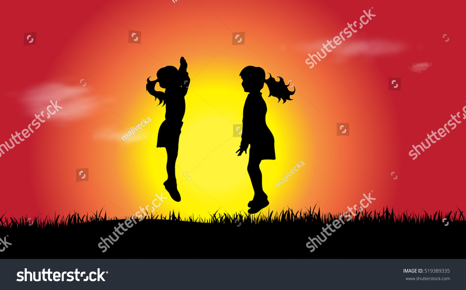 Vector Silhouette Friends Sunset Stock Vector Royalty Free 519389335 Shutterstock 