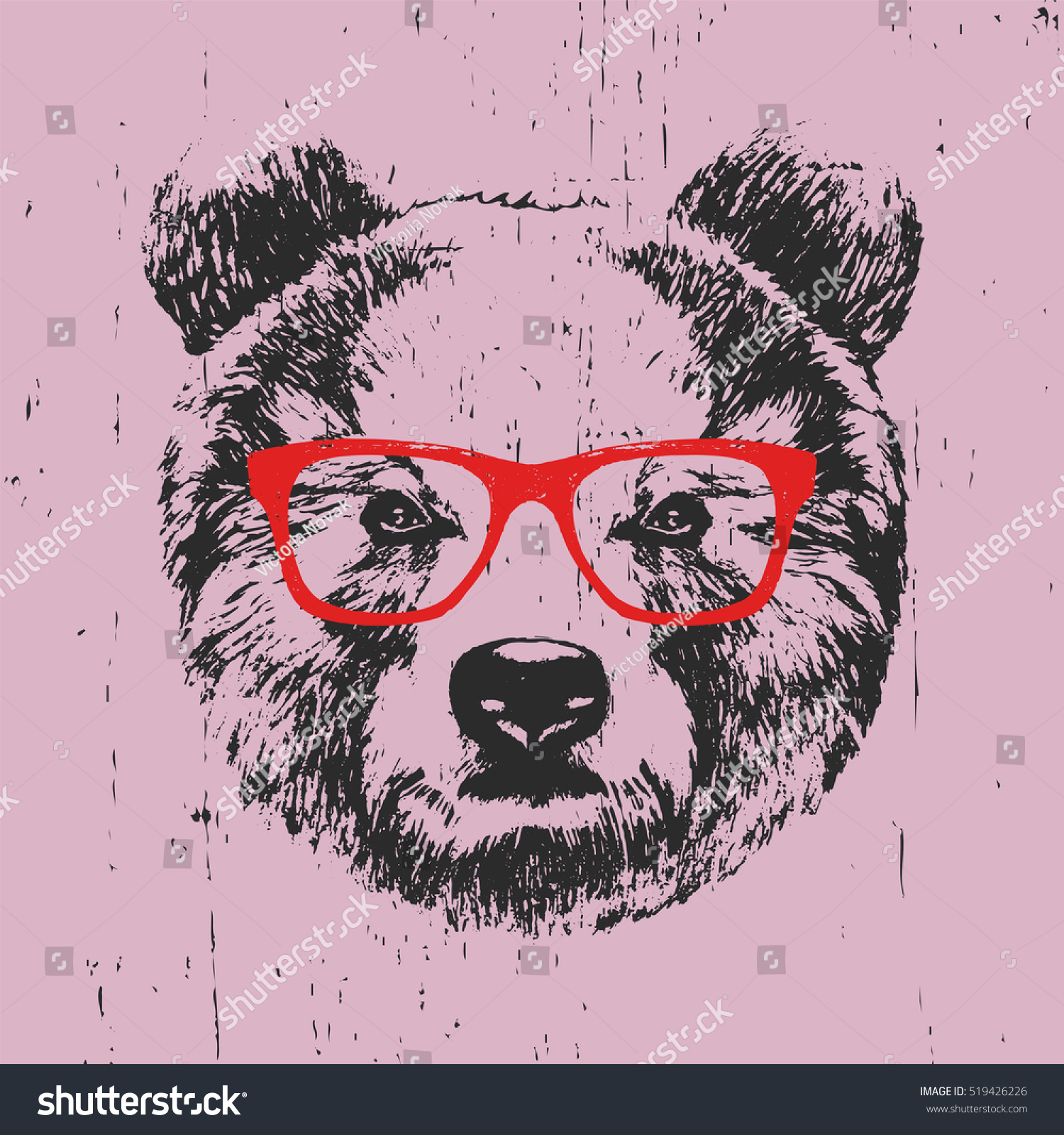 Portrait Bear Glasses Handdrawn Illustration Tshirt Stock Vector Royalty Free 519426226 9844