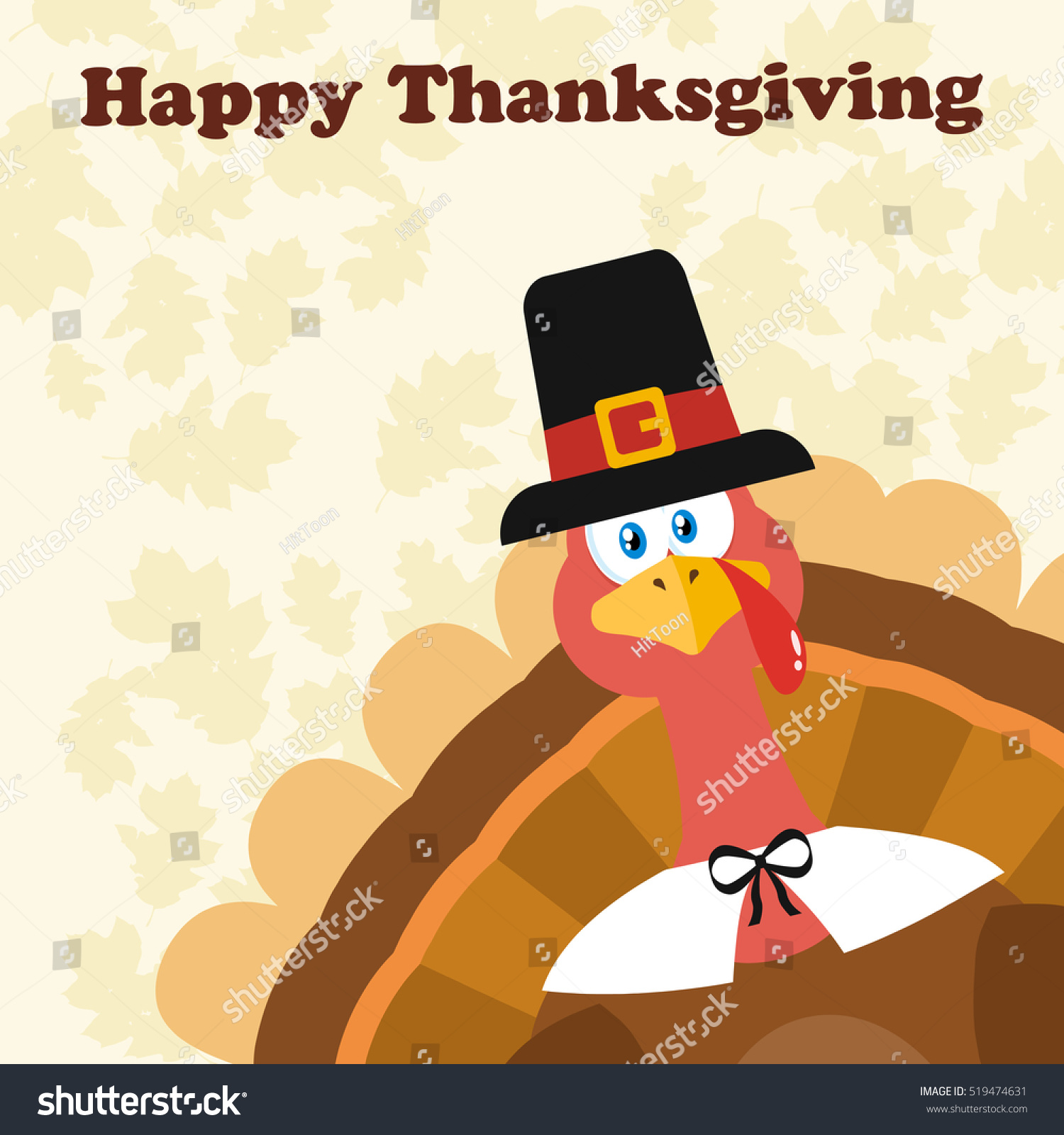 Pilgrim Turkey Bird Cartoon Mascot Character Stock Vector (Royalty Free ...