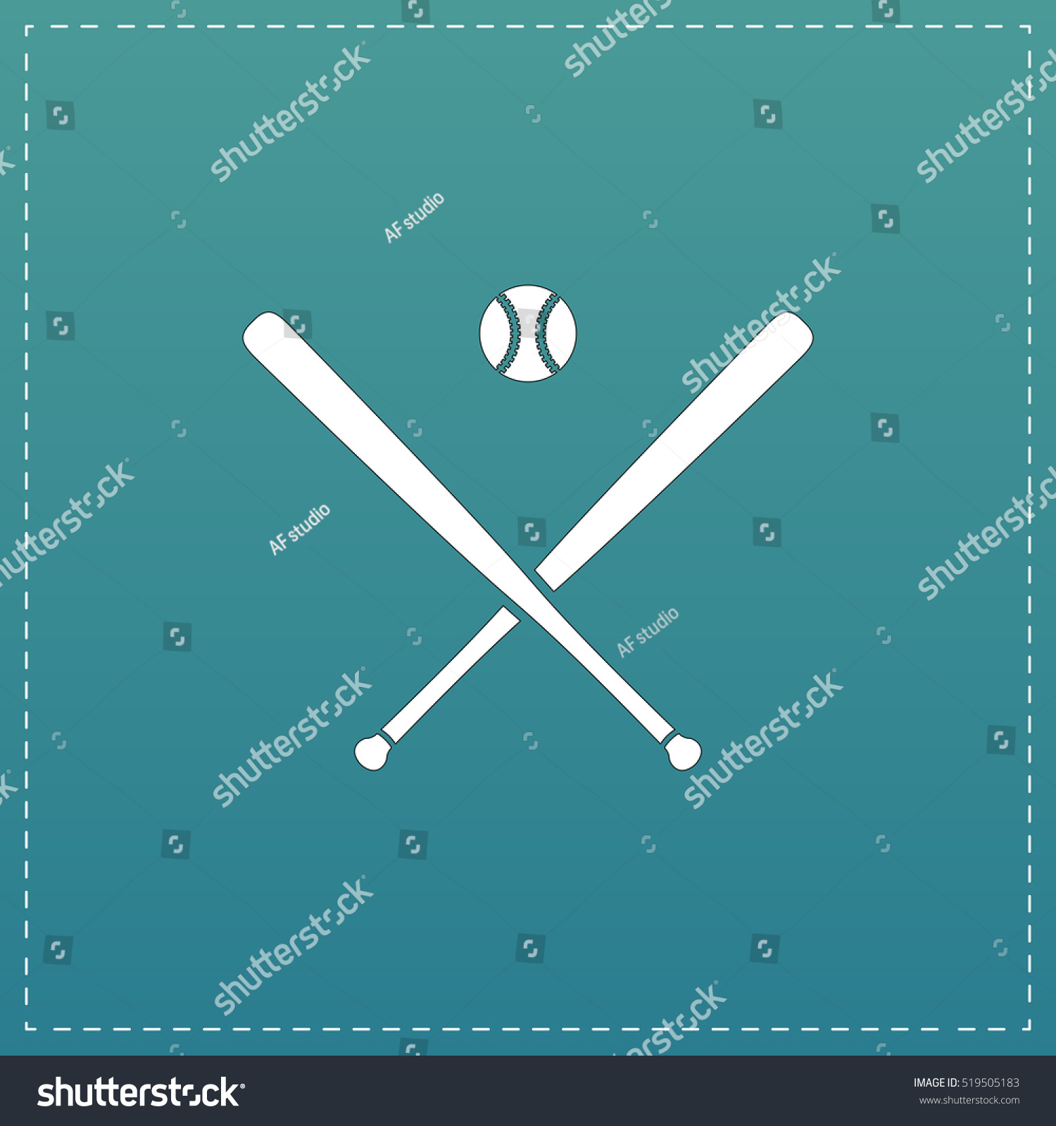 Crossed Baseball Bats Ball White Flat Stock Vector Royalty Free 519505183 Shutterstock 