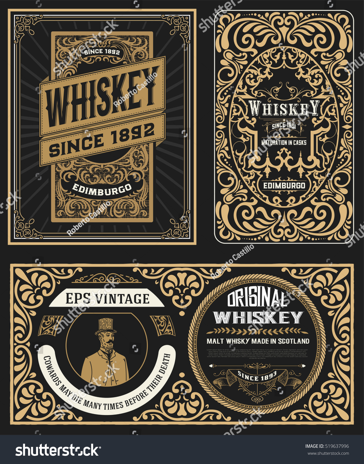 Set Vintage Badge Whiskey Packing Stock Vector (Royalty Free) 519637996 ...