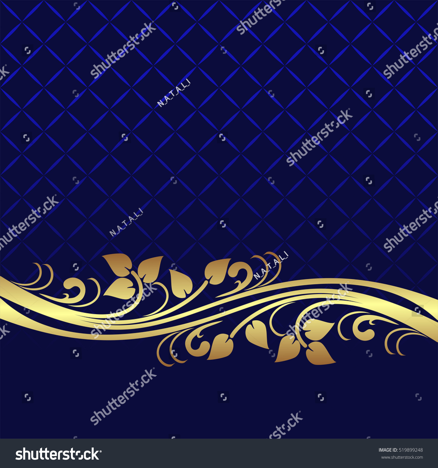 Navy Blue Background Decorated Elegant Floral: стоковая векторная графика (...