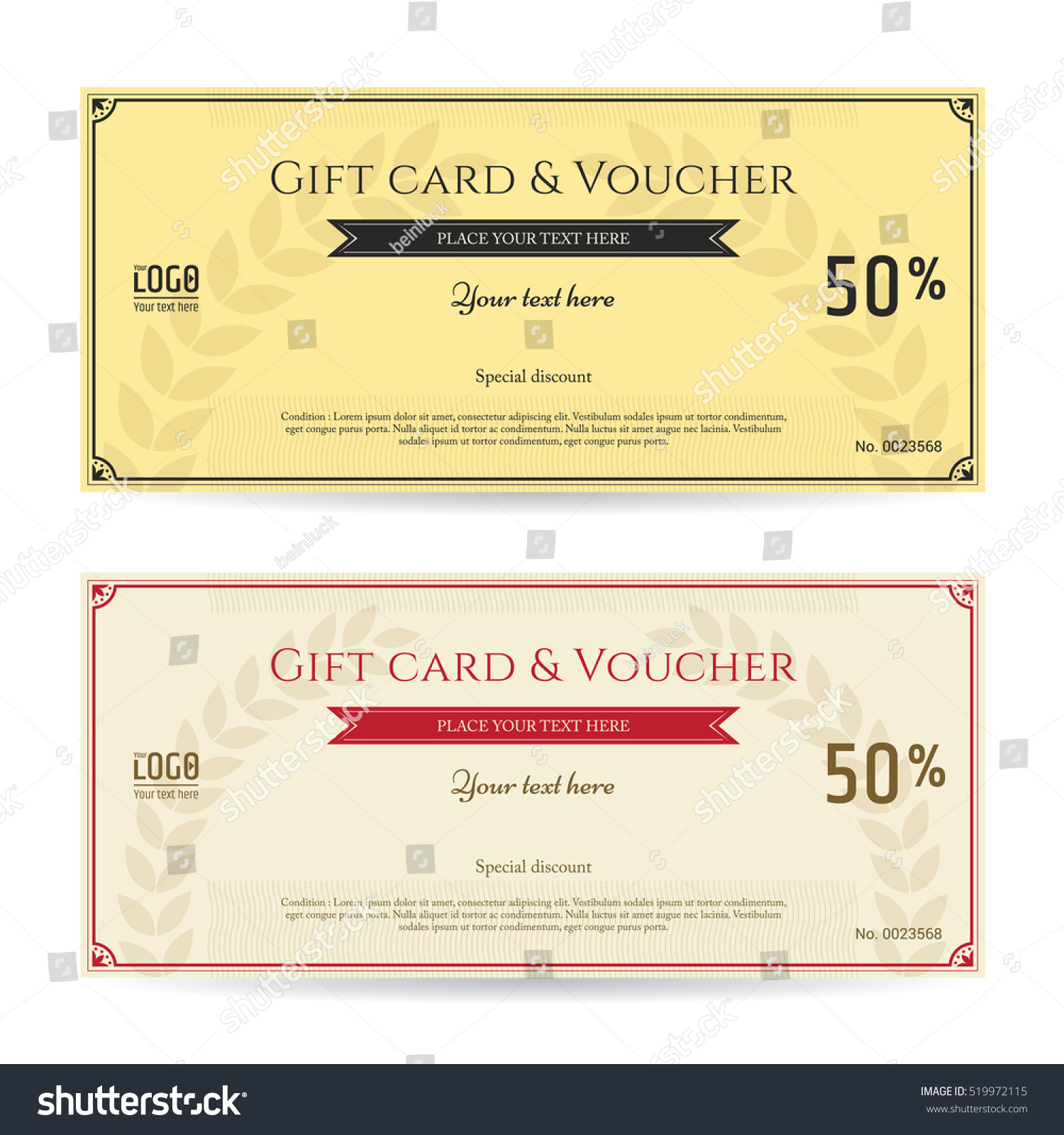 Elegant Discount Gift Card Voucher Template Stock Vector (Royalty Free ...