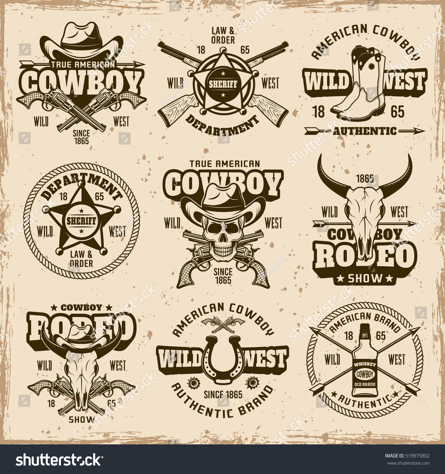 Wild West Sheriff Department Cowboy Rodeo Stock Vector (Royalty Free ...