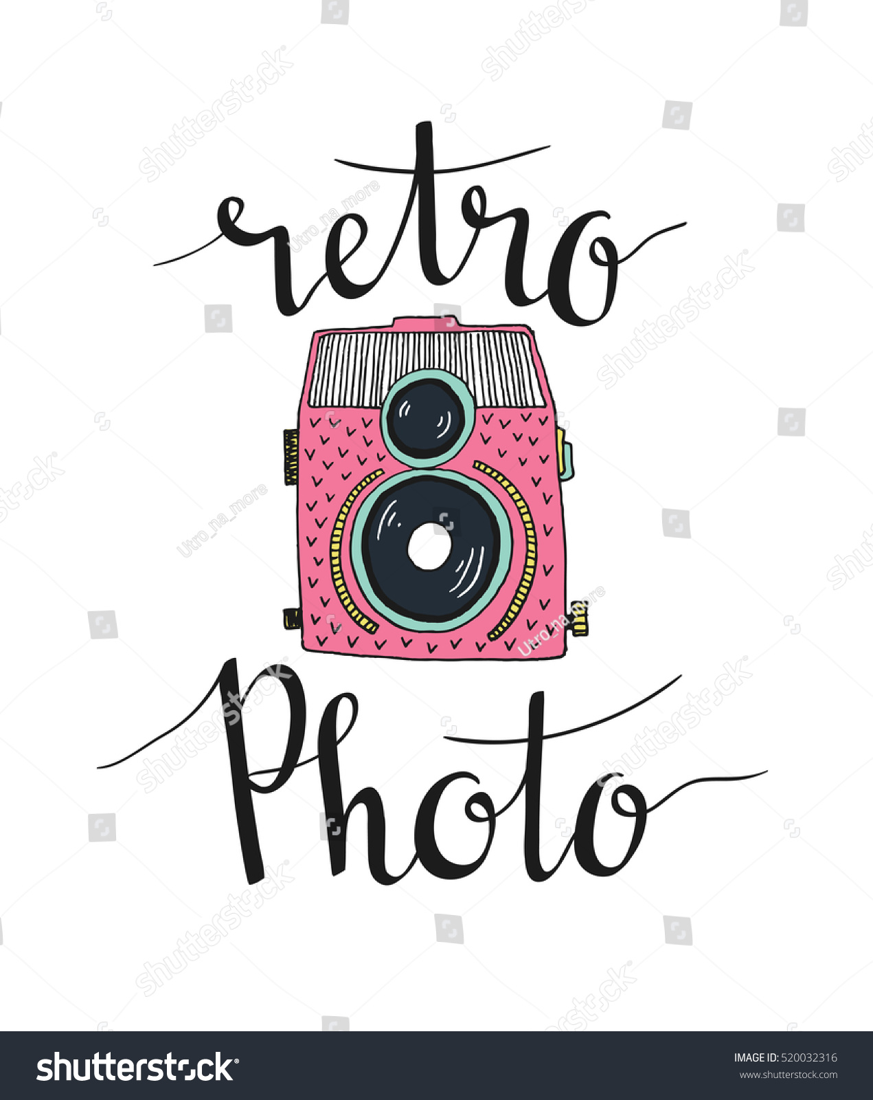 Retro Photo Camera Stylish Lettering Retro Stock Vector (Royalty Free ...