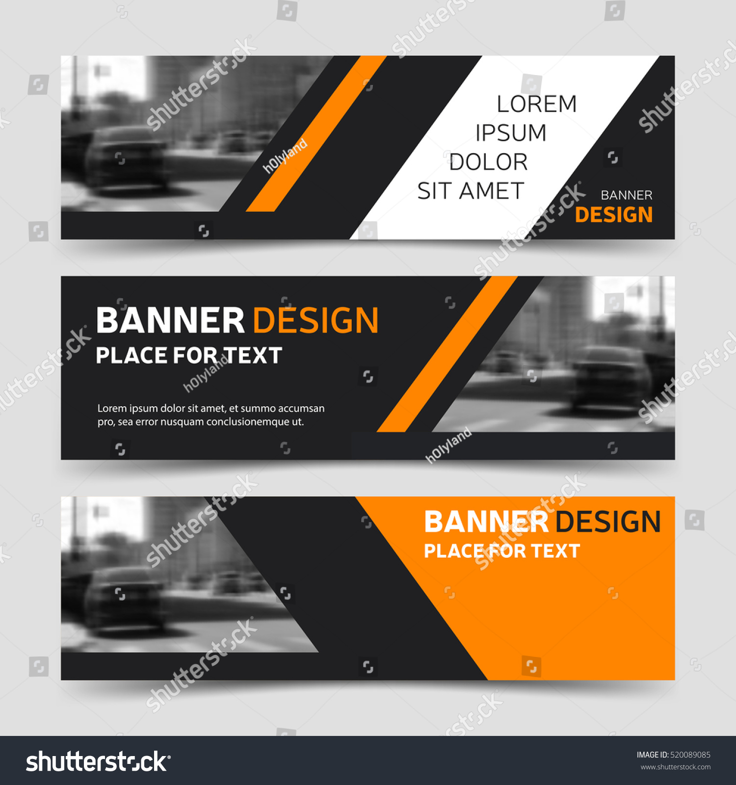 Set Three Horizontal Business Banner Templates Stock Vector (Royalty ...