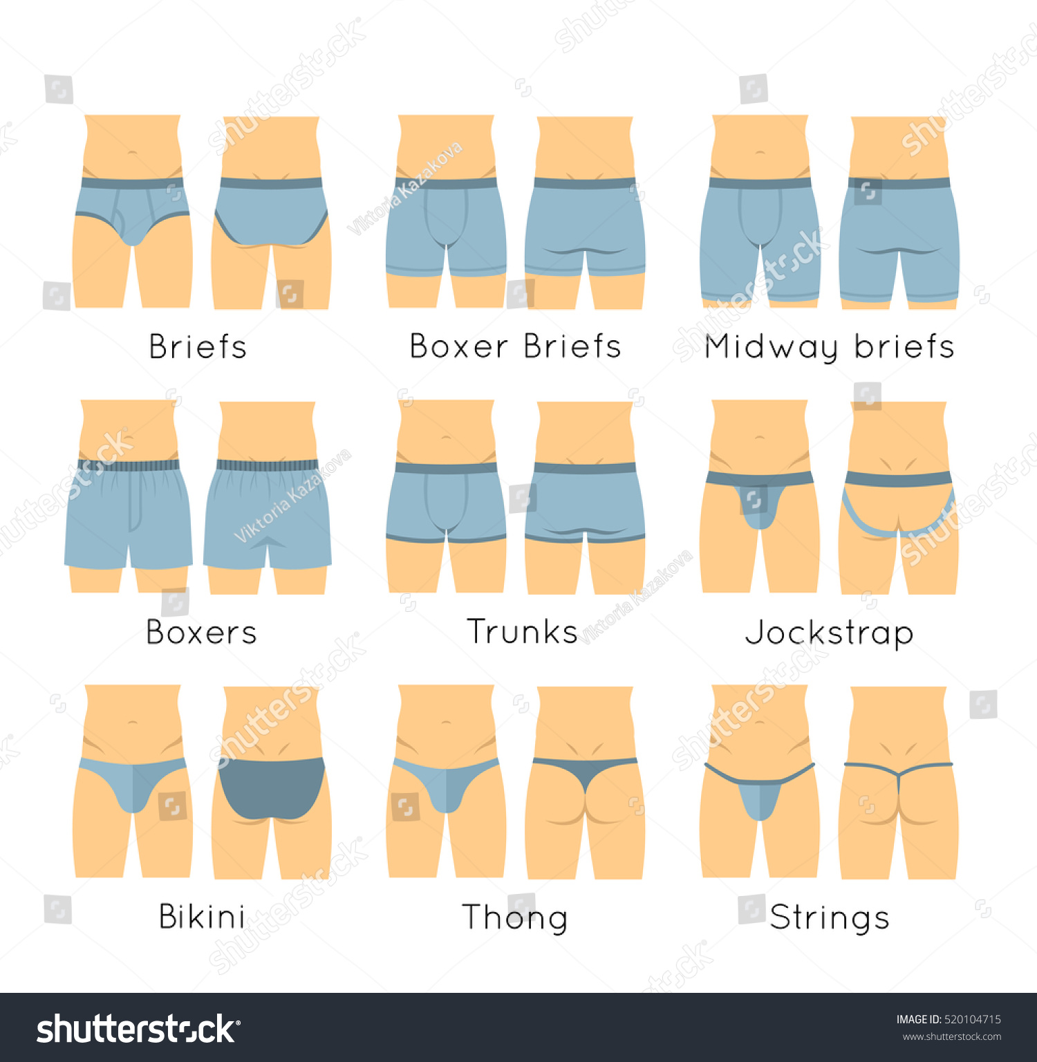 Male Underwear Types Flat Icons Set Stock Illustration 520104715 ...