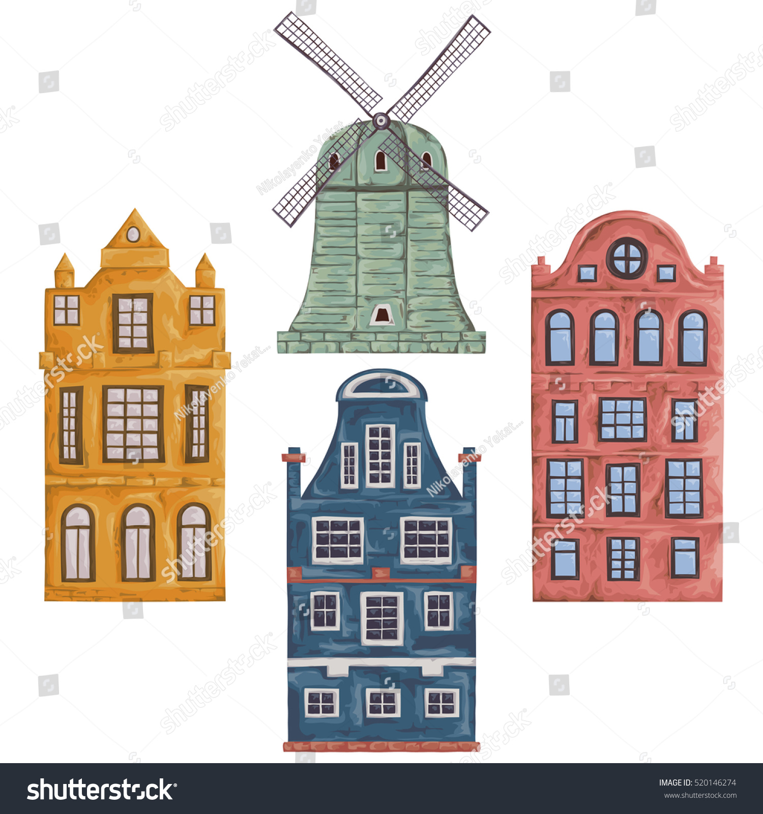 Датские домики иллюстрации