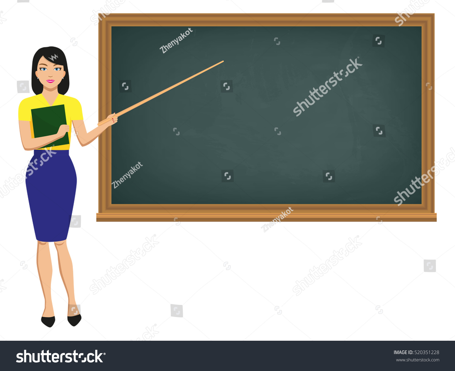 Vector Illustration Teacher Woman School Pointer Stock Vector (Royalty ...