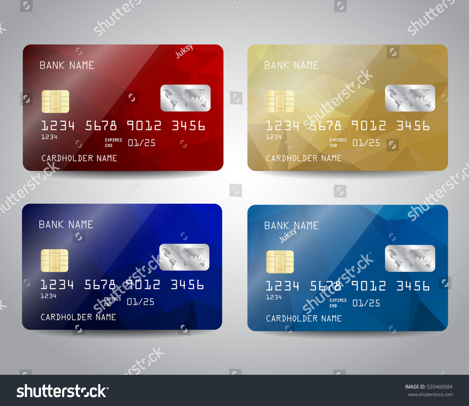 Realistic Detailed Credit Cards Set Colorful Stock Vector (Royalty Free ...