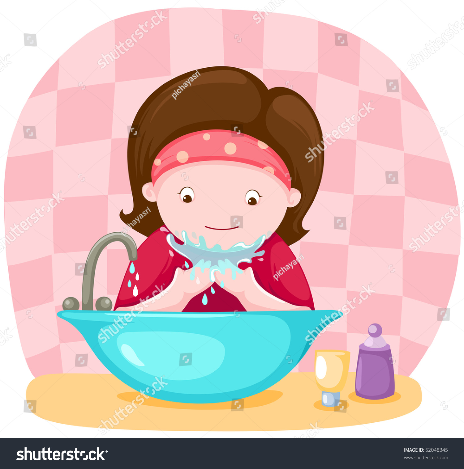 Illustration Isolated Girl Washing Her Face Stock Illustration 52048345 ...