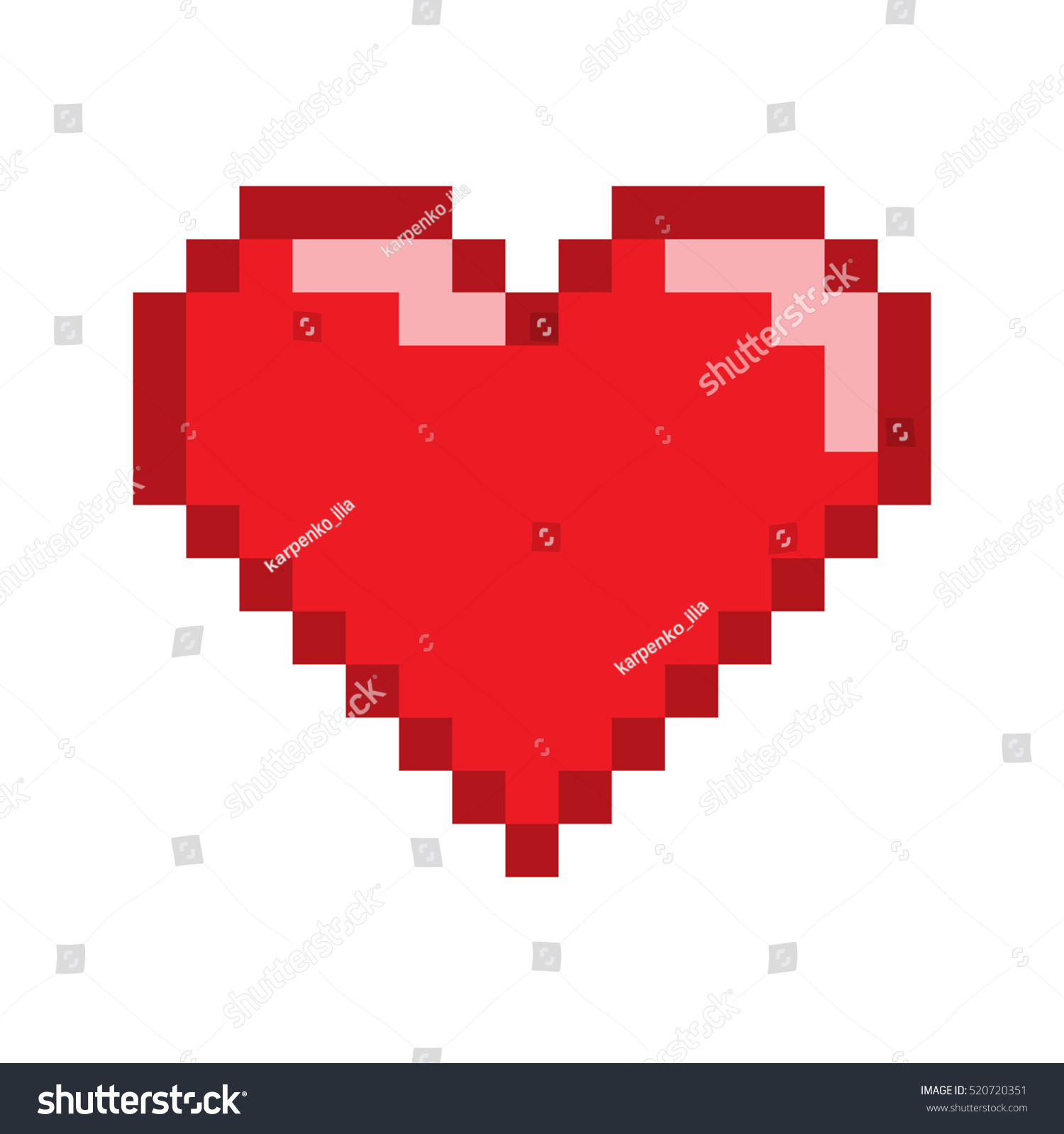 Retro Pixel Art Heart Game Design Stock Illustration 520720351 ...