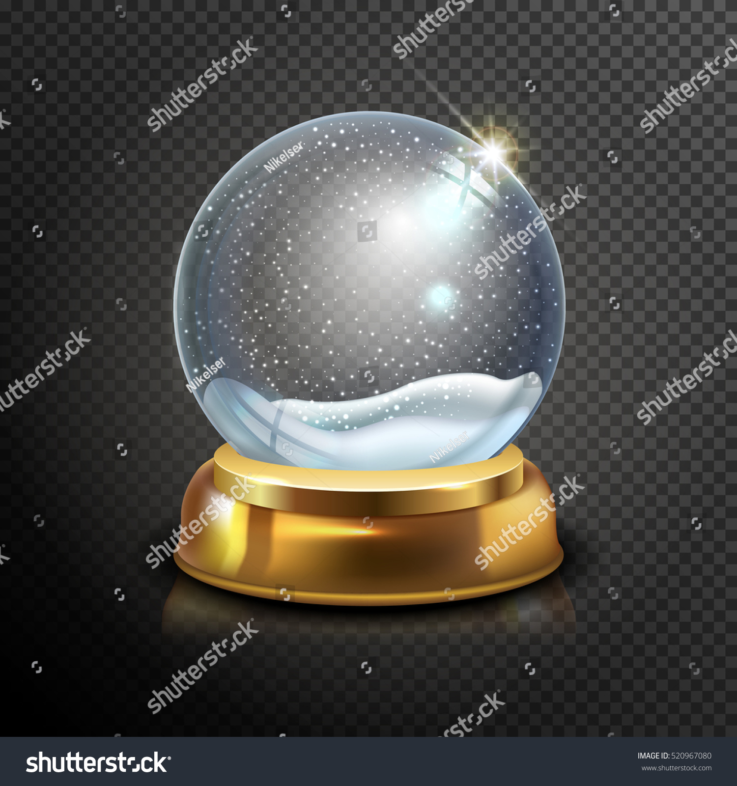 Realistic Christmas Glass Snow Globe Isolated Stock Vector (Royalty ...