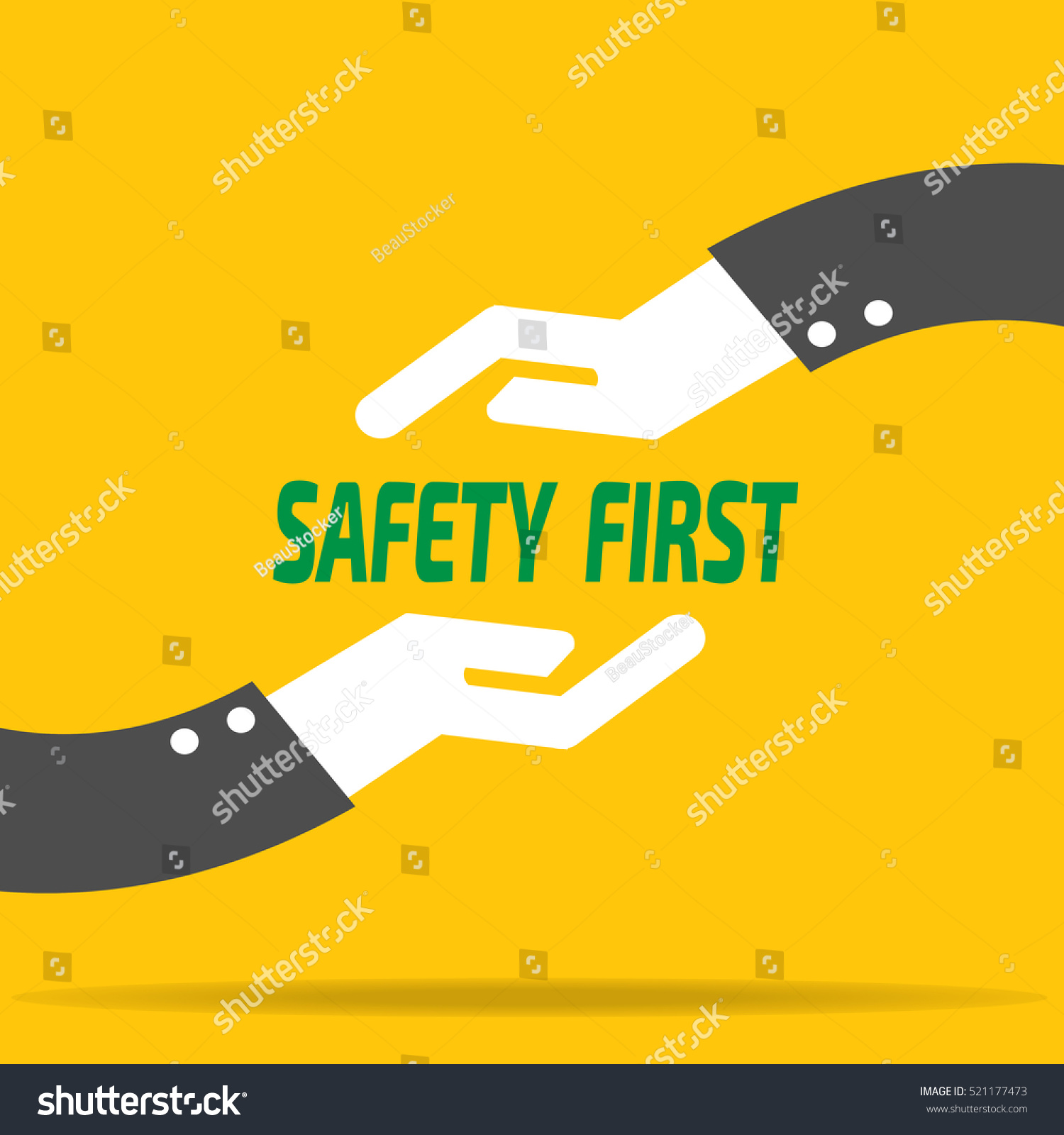 Two Hand Hold Safety First On Stock Vector (Royalty Free) 521177473 ...