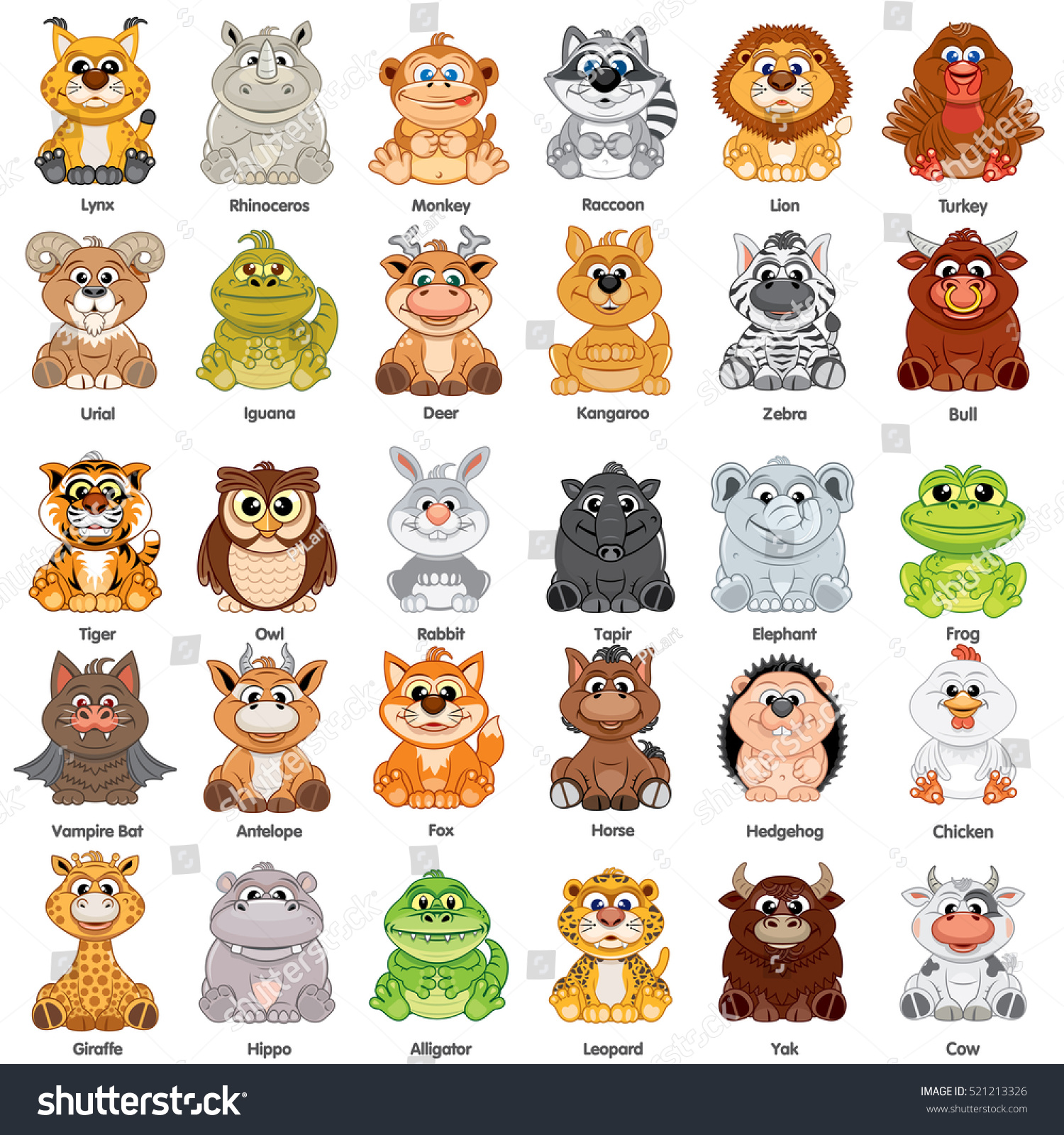 Cute Baby Animals Vector Clip Art Stock Vector (Royalty Free) 521213326 ...