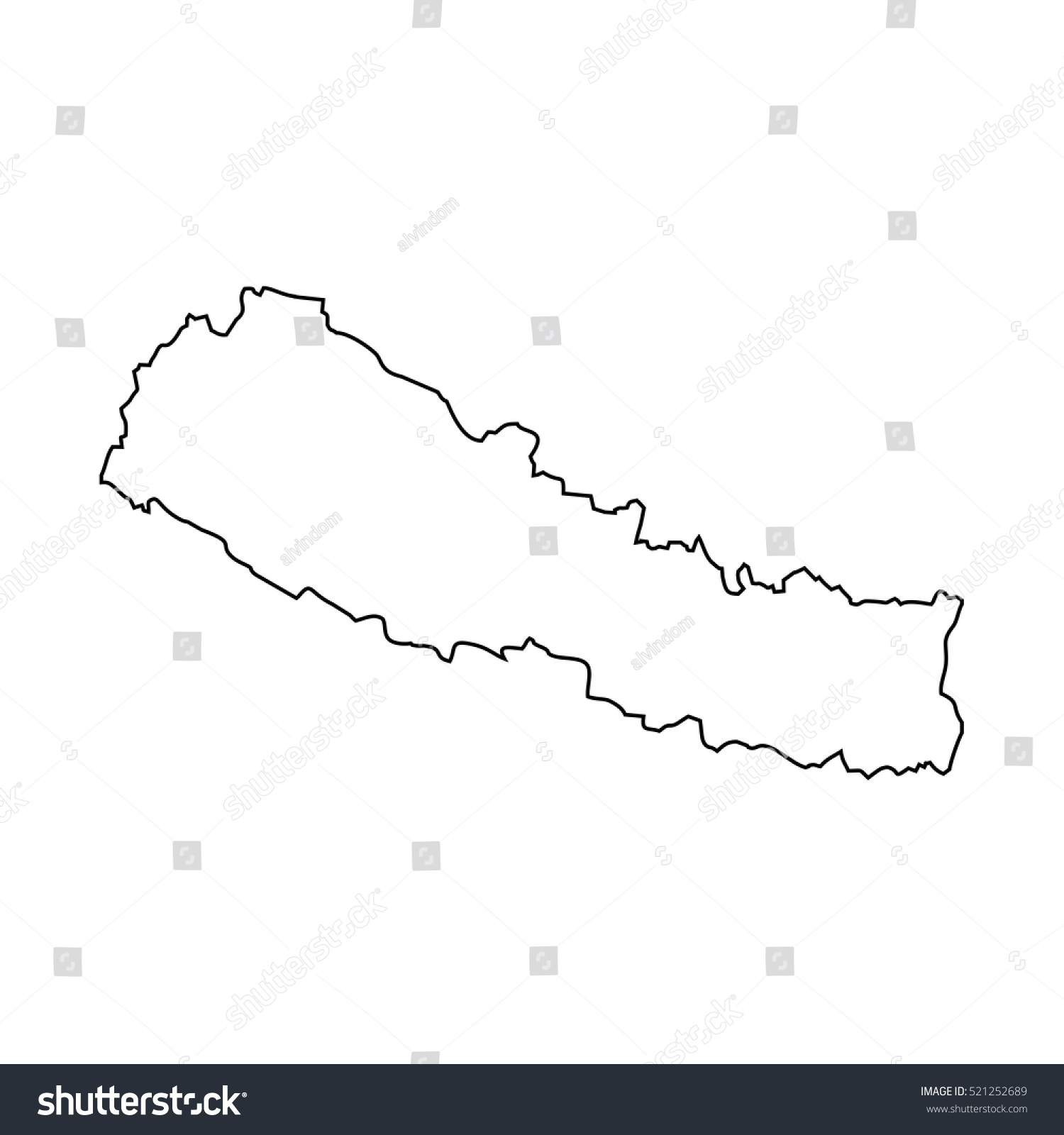 Map Black Outline Nepal Stock Vector (Royalty Free) 521252689 ...