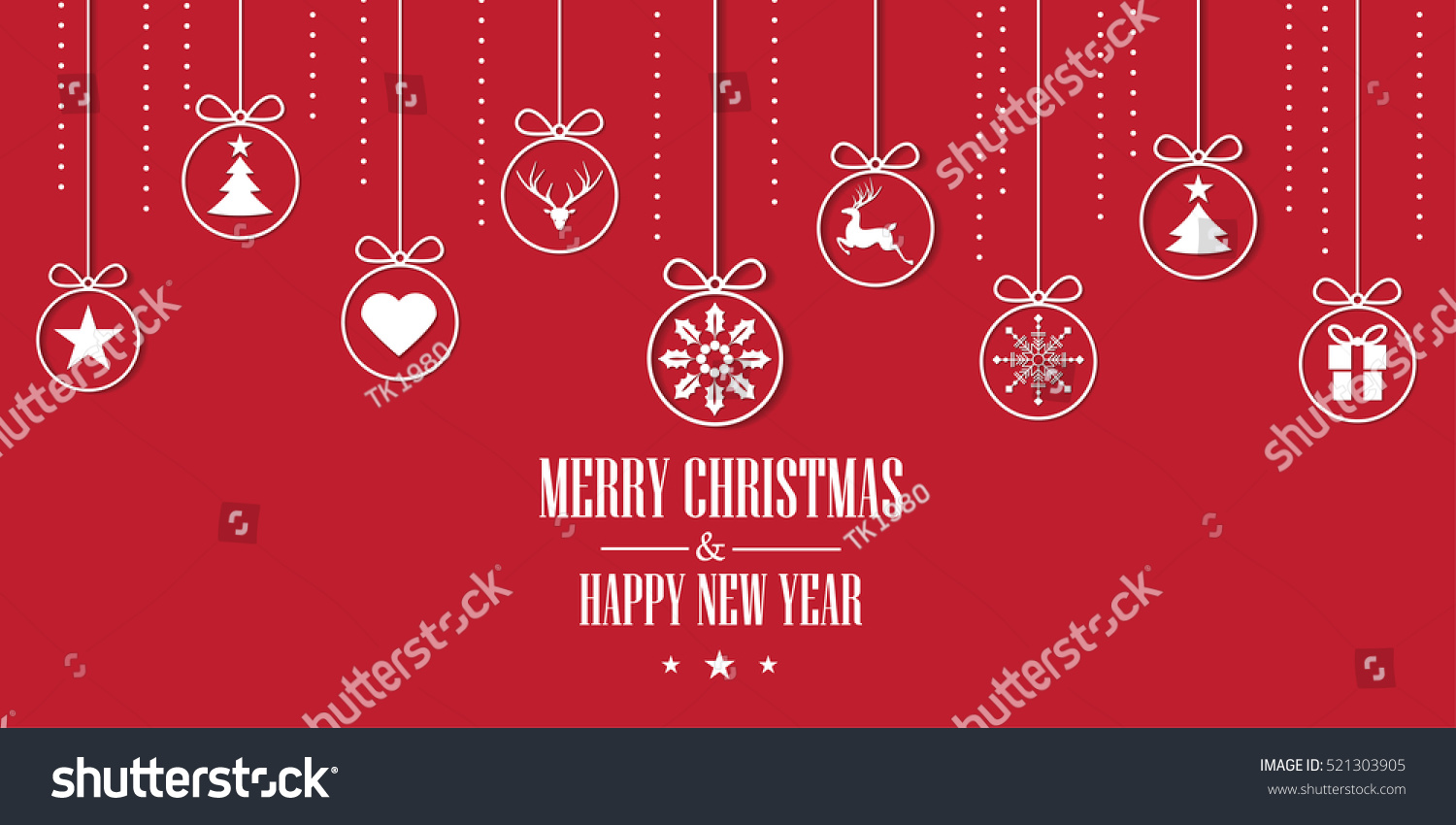 Various Hanging Christmas Ornaments Text Merry Stock Vector (Royalty ...
